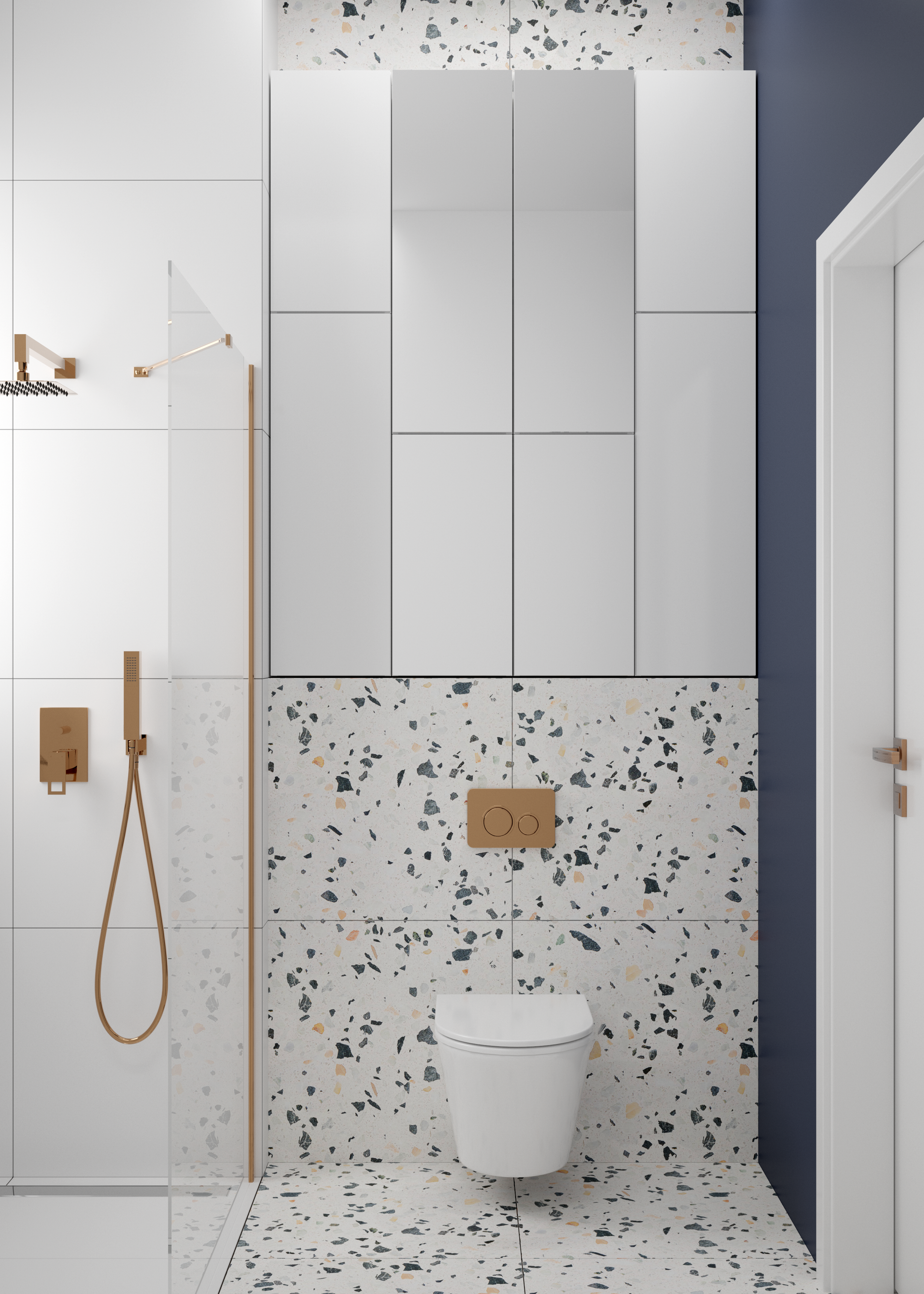 Szafka łazienkowa wisząca z lustrem 30x20x90 cm Duo biała połysk Defra - 2