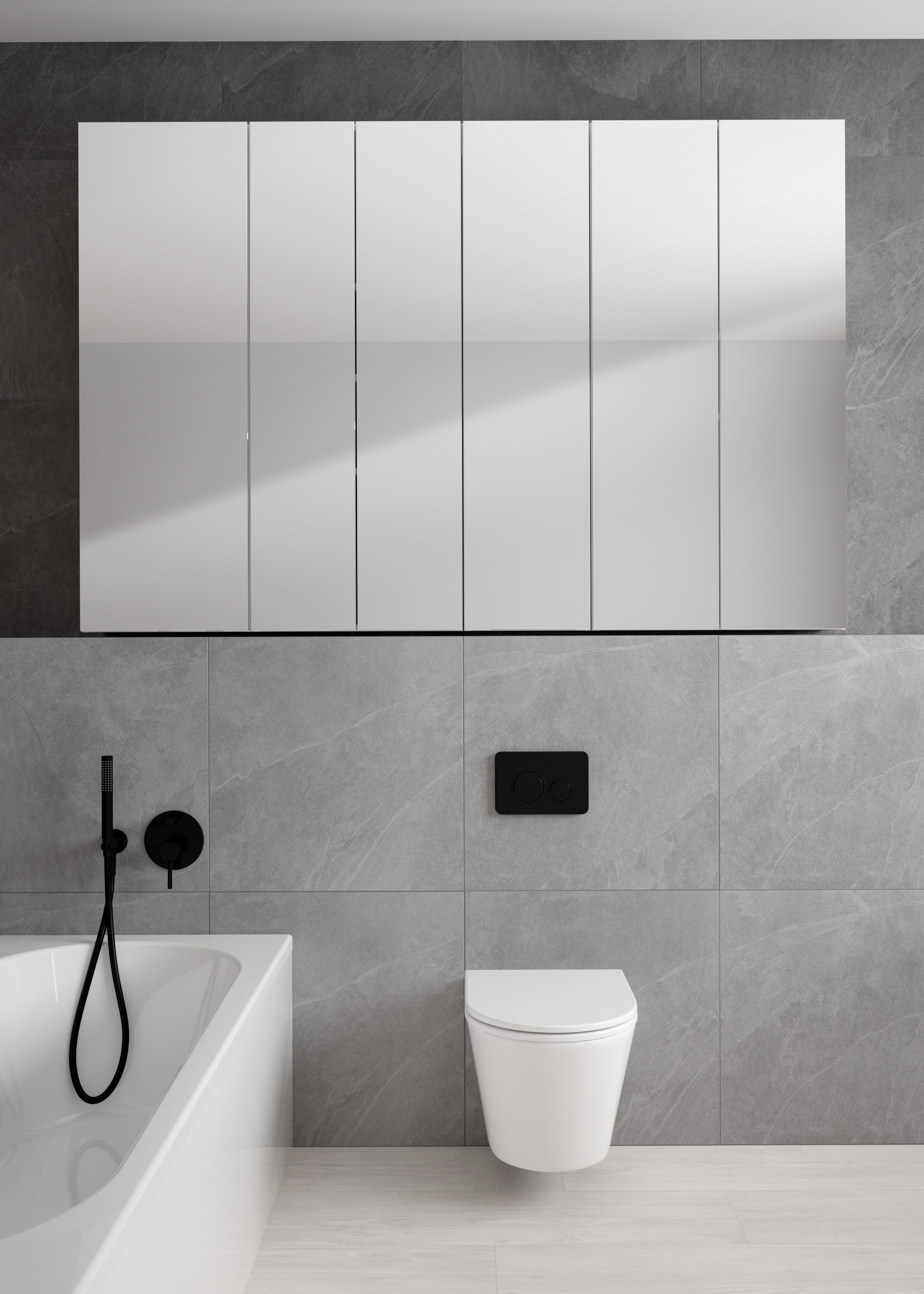 Szafka łazienkowa wisząca z lustrem 60x20x120 cm Duo biała połysk Defra - 2
