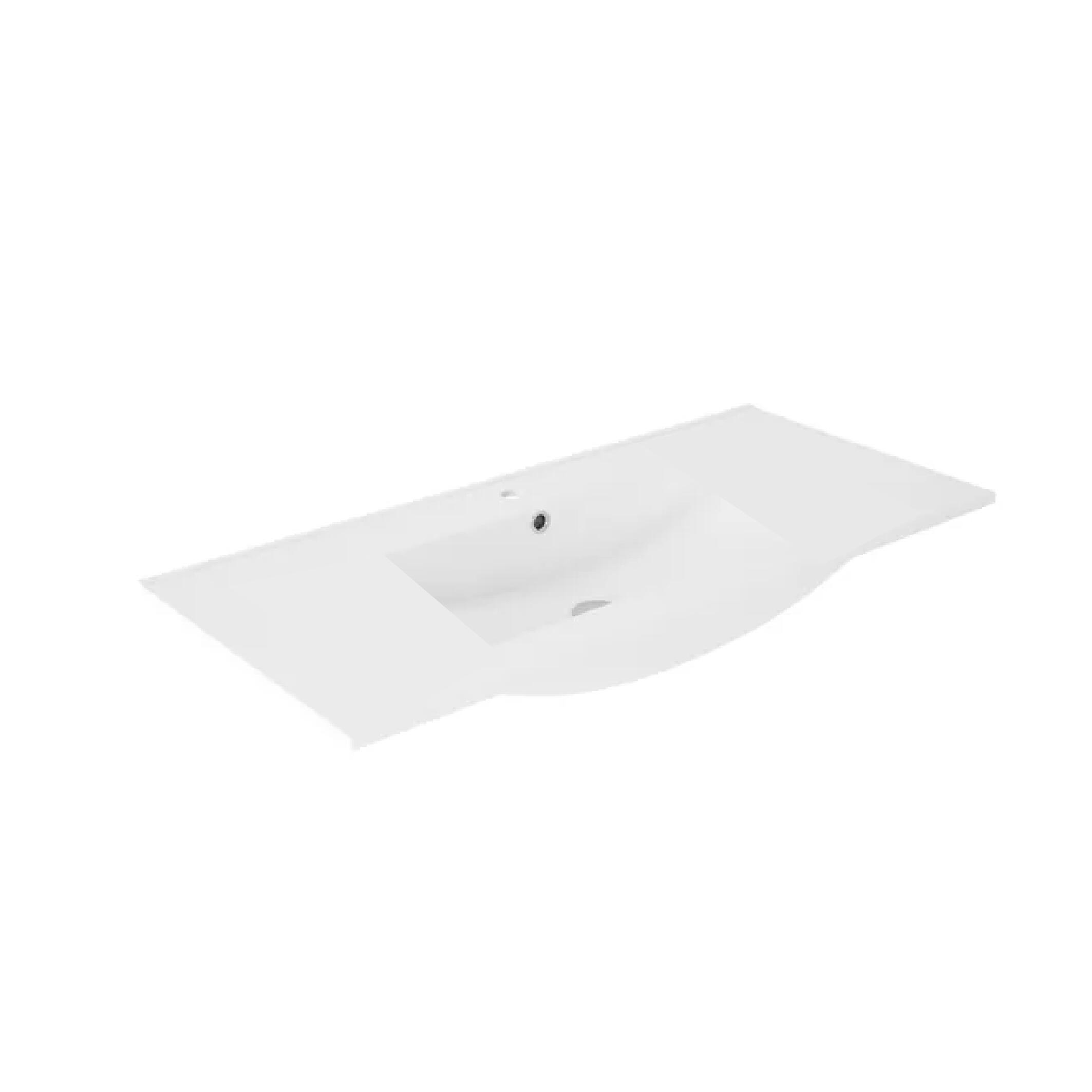 Mobile bagno sospeso con lavabo e illuminazione L 100 x H 51 x P 46 cm bianco in mdf 2 cassetti per vasca centrale Eva - 6