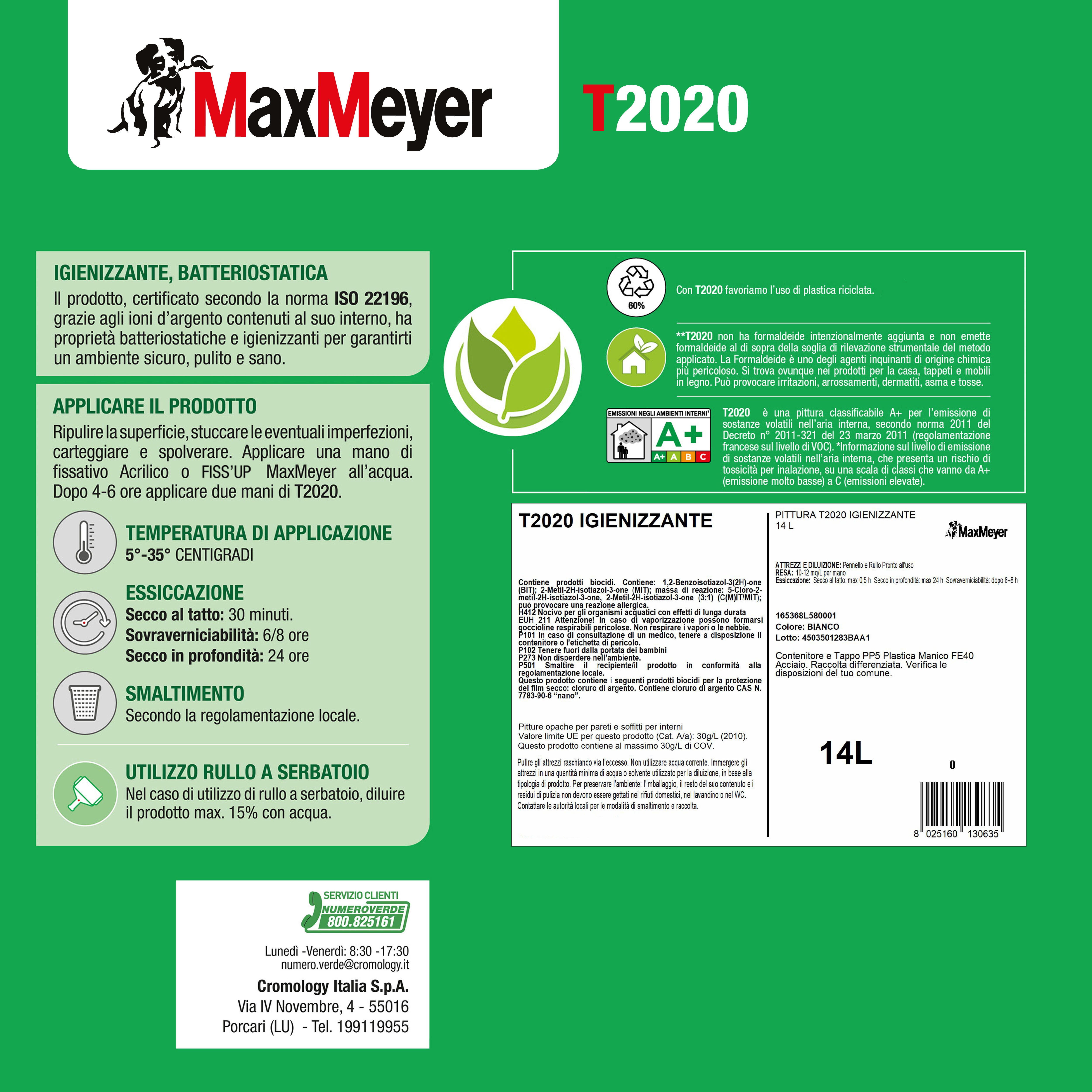 Pittura per interni traspirante, MAXMEYER T2020 bianco opaco, 14 L - 6