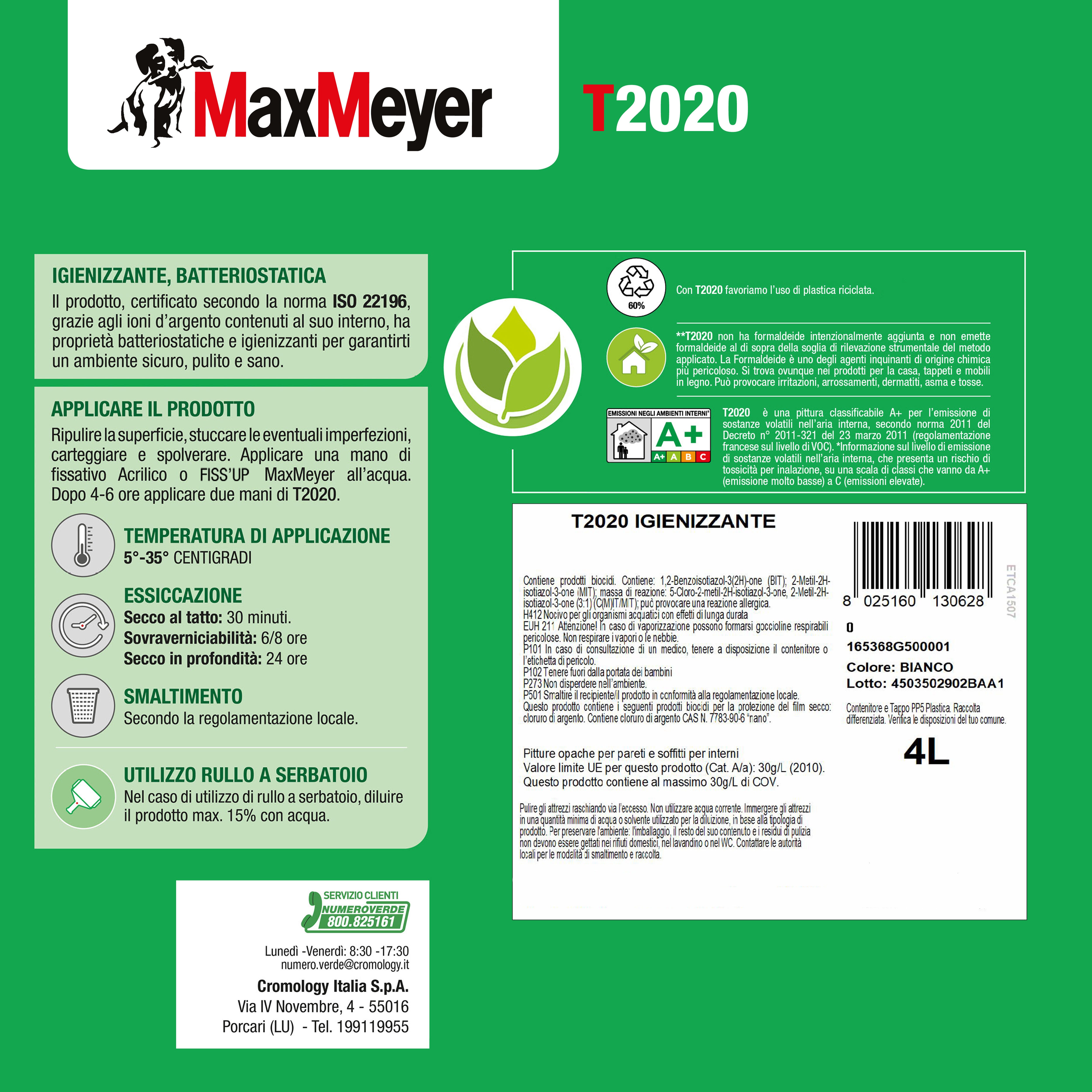 Pittura per interni traspirante, MAXMEYER T2020 bianco opaco, 4 L - 5