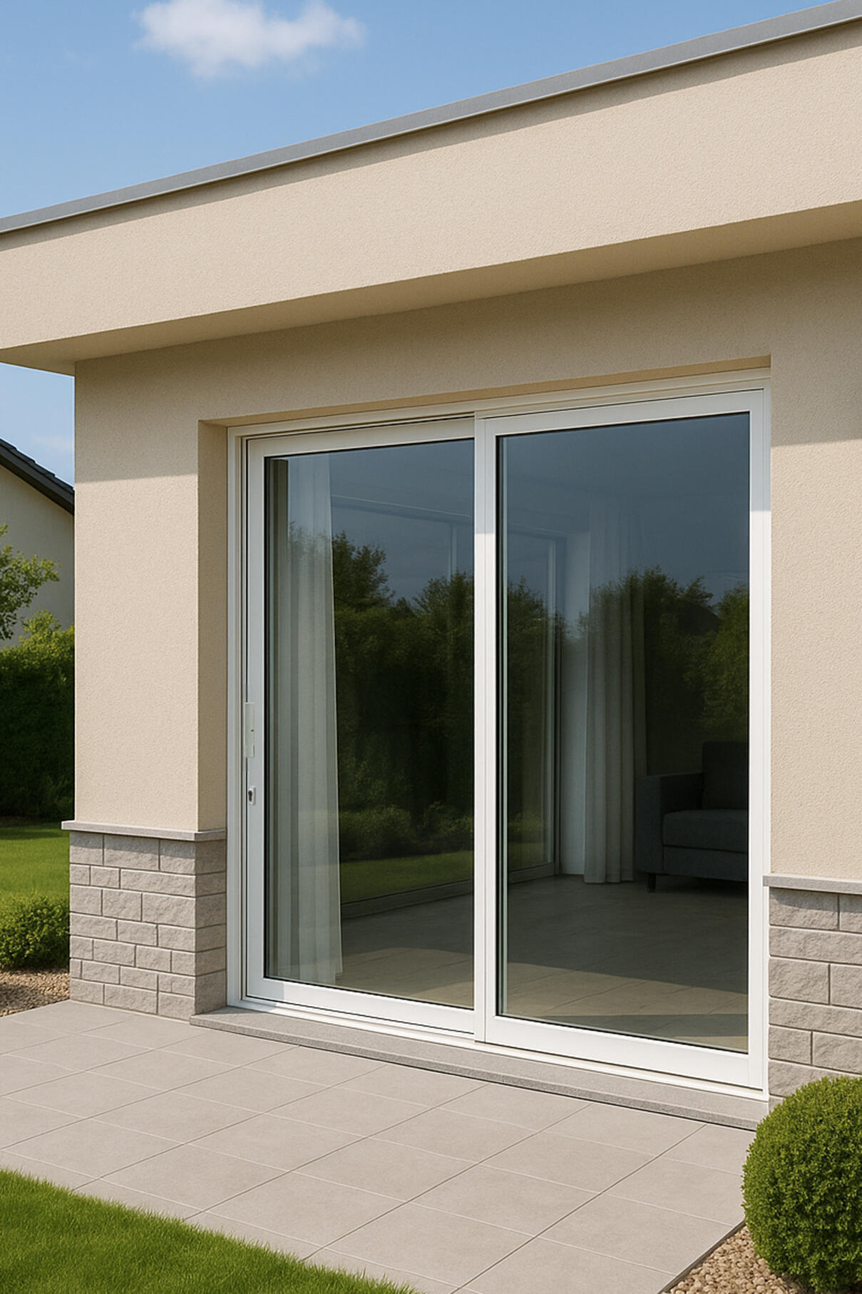 Baie coulissante aluminium H 215 x L 210 cm à rupture de pont thermique 3 points blanche - 7