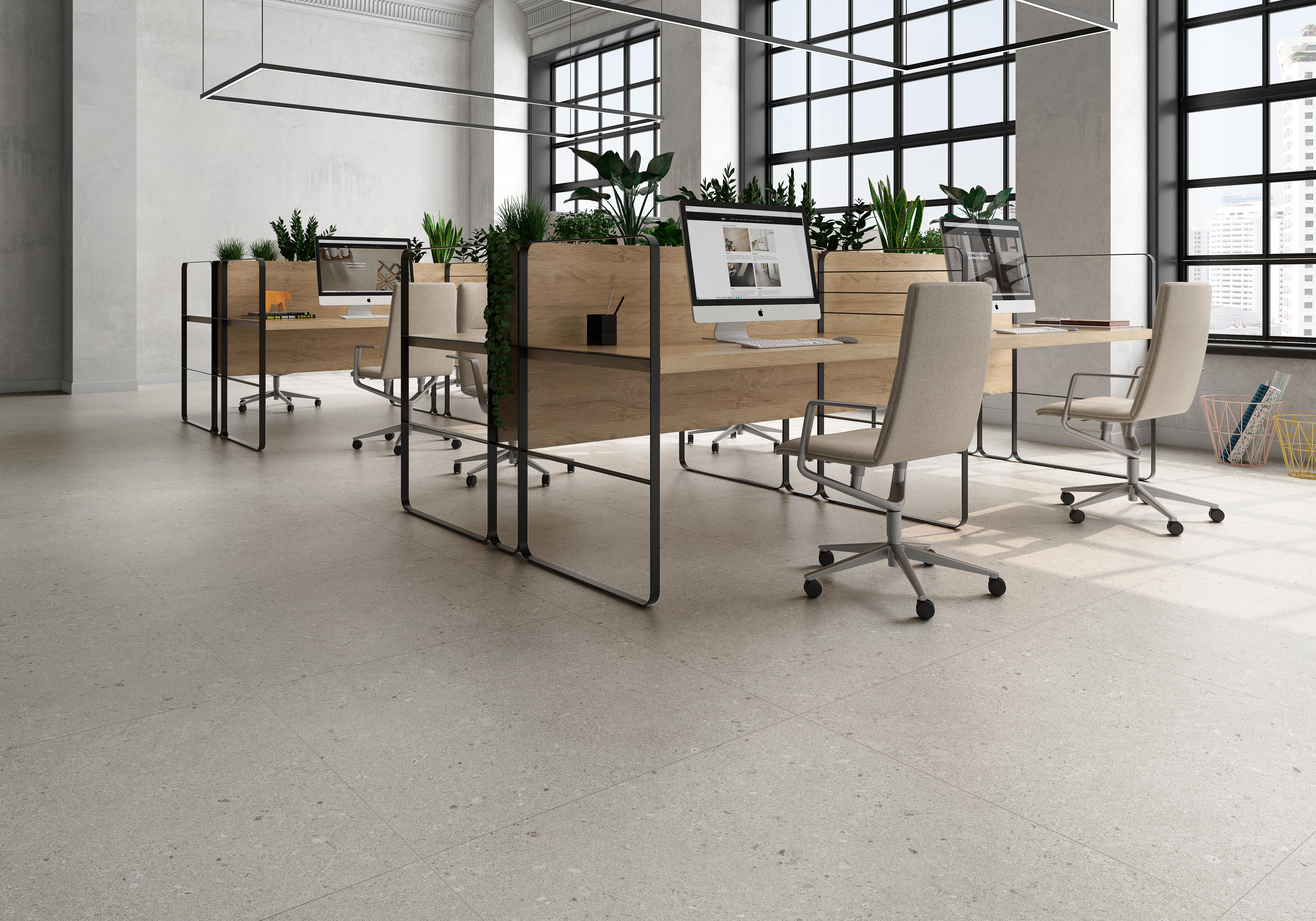 Suelo porcelánico stonetech balance efecto piedra gris 90x90 cm c2 roca tiles