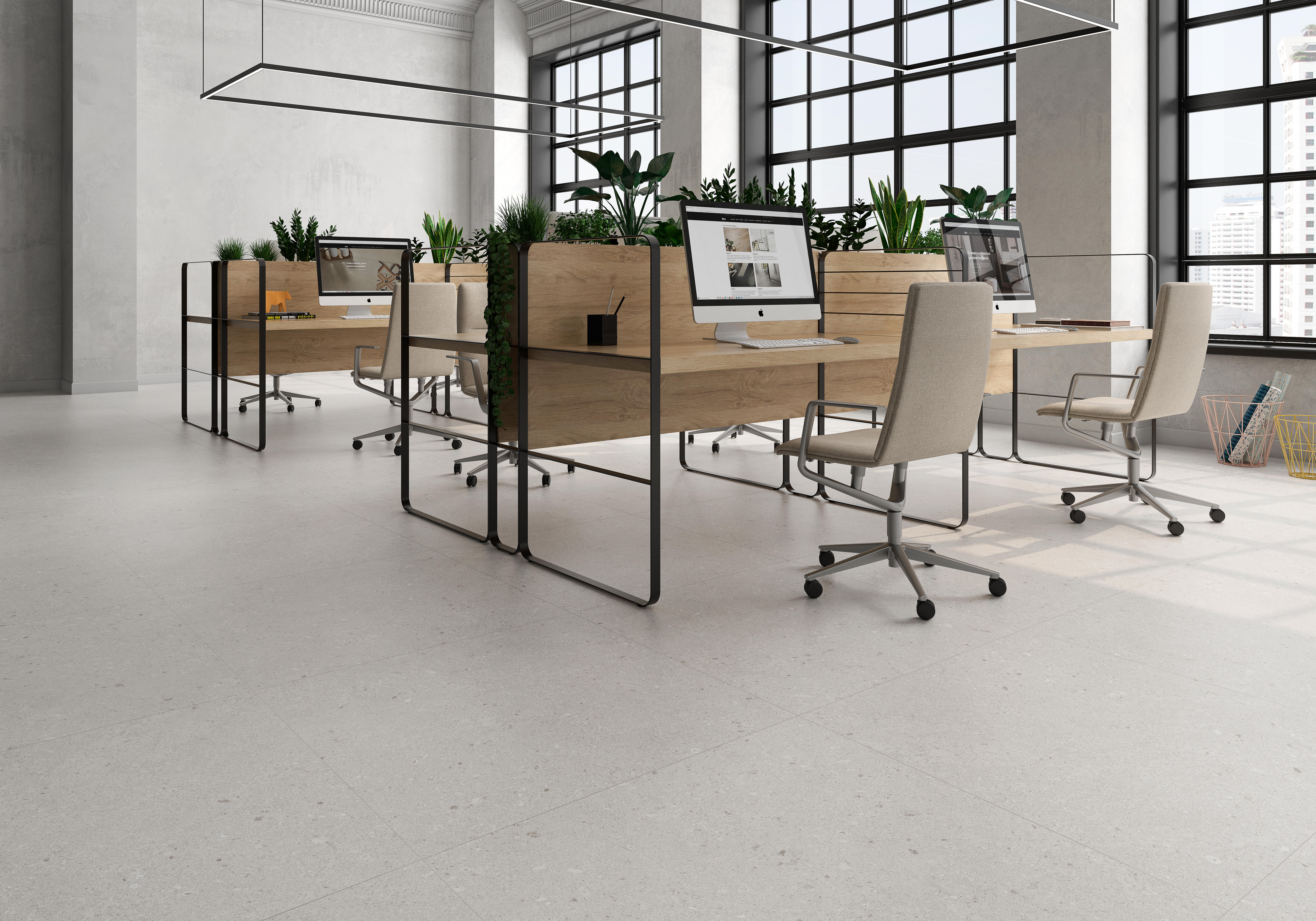 Suelo porcelánico stonetech balance efecto piedra blanco 90x90 cm c2 roca tiles