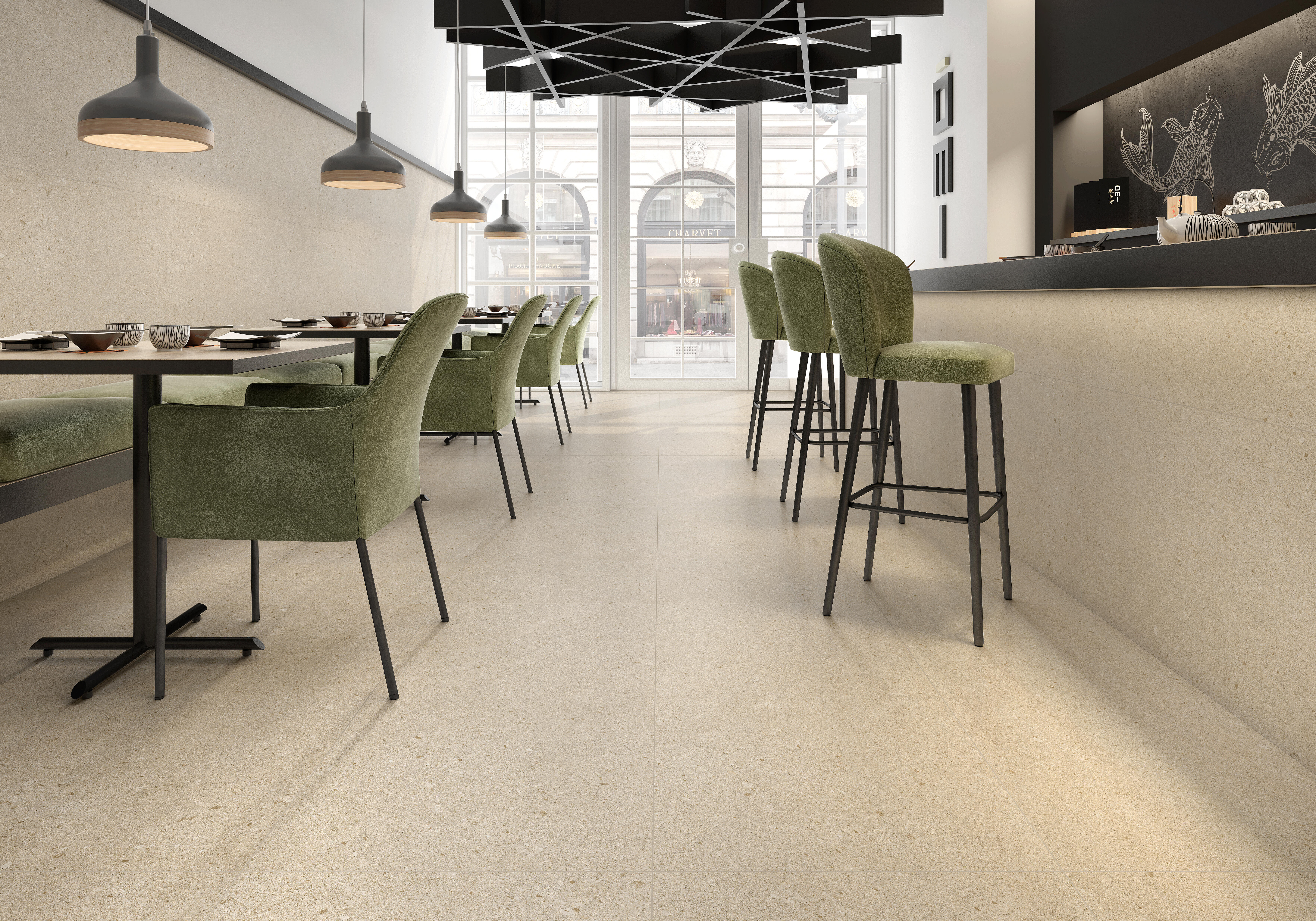 Suelo porcelánico stonetech balance efecto piedra arena 60x120 cm c2 roca tiles
