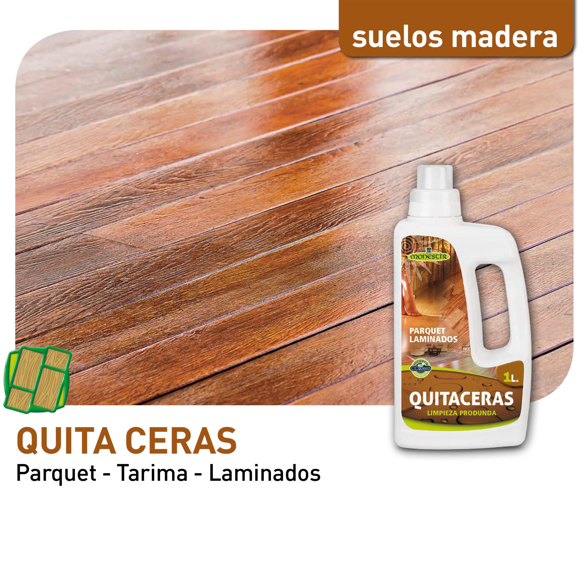 Quita ceras para suelos de  parquet, tarimas, láminados MONESTIR 1L - 4