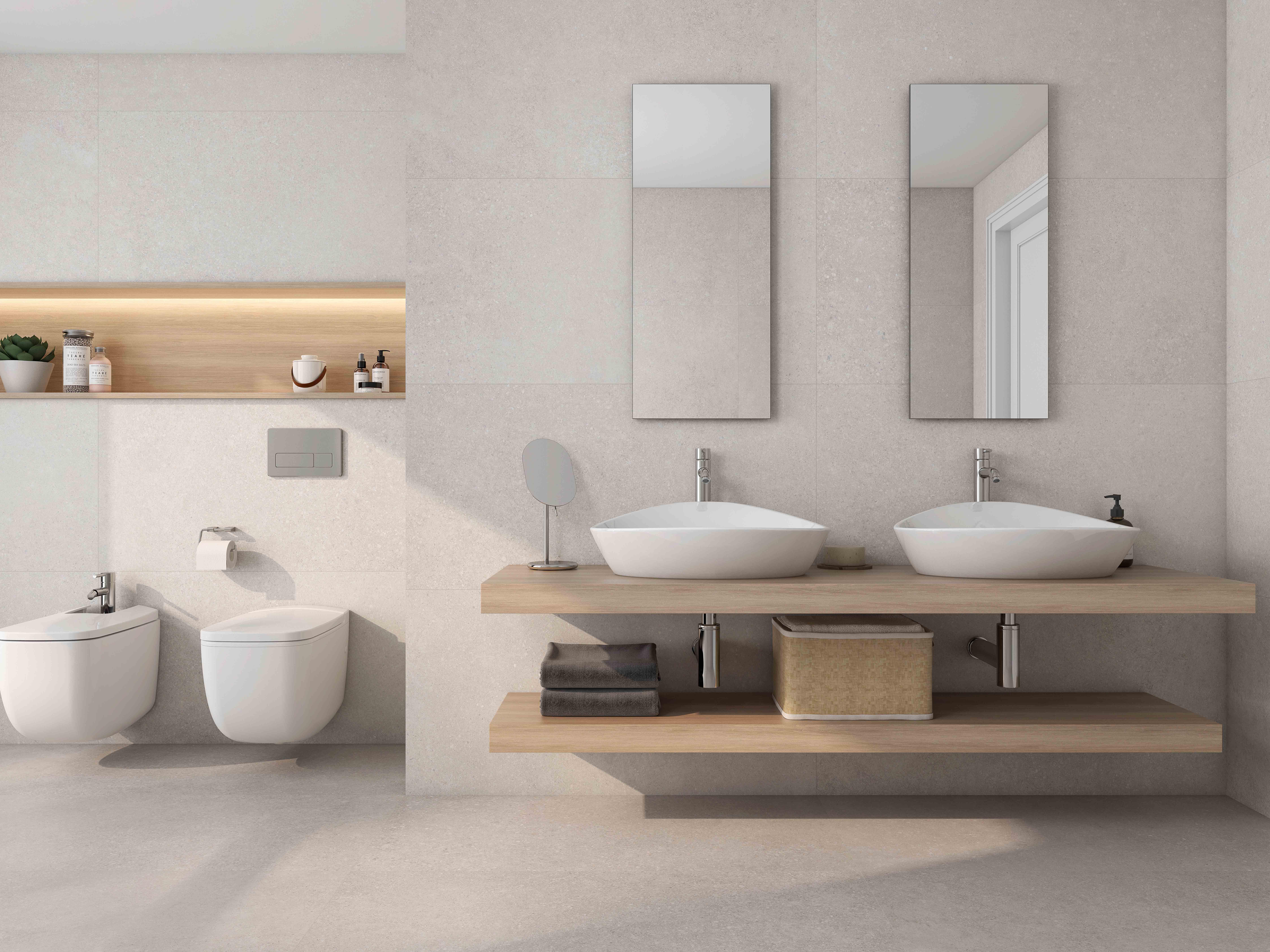 Suelo piscina porcelánico neutral stone efecto piedra blanco 90x90 cm c1 roca tiles