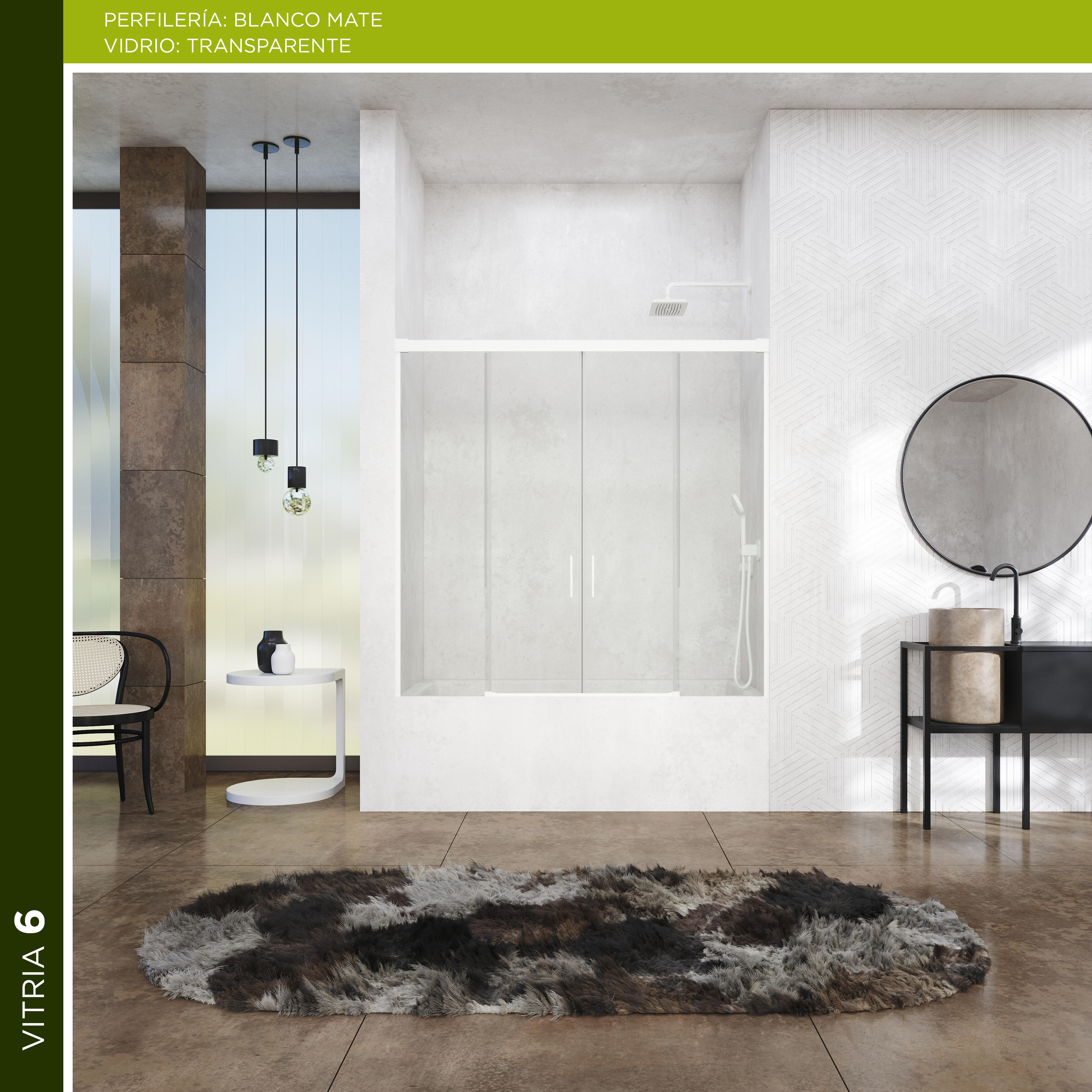 Mampara de bañera vitria transparente perfil blanco 170x150 cm