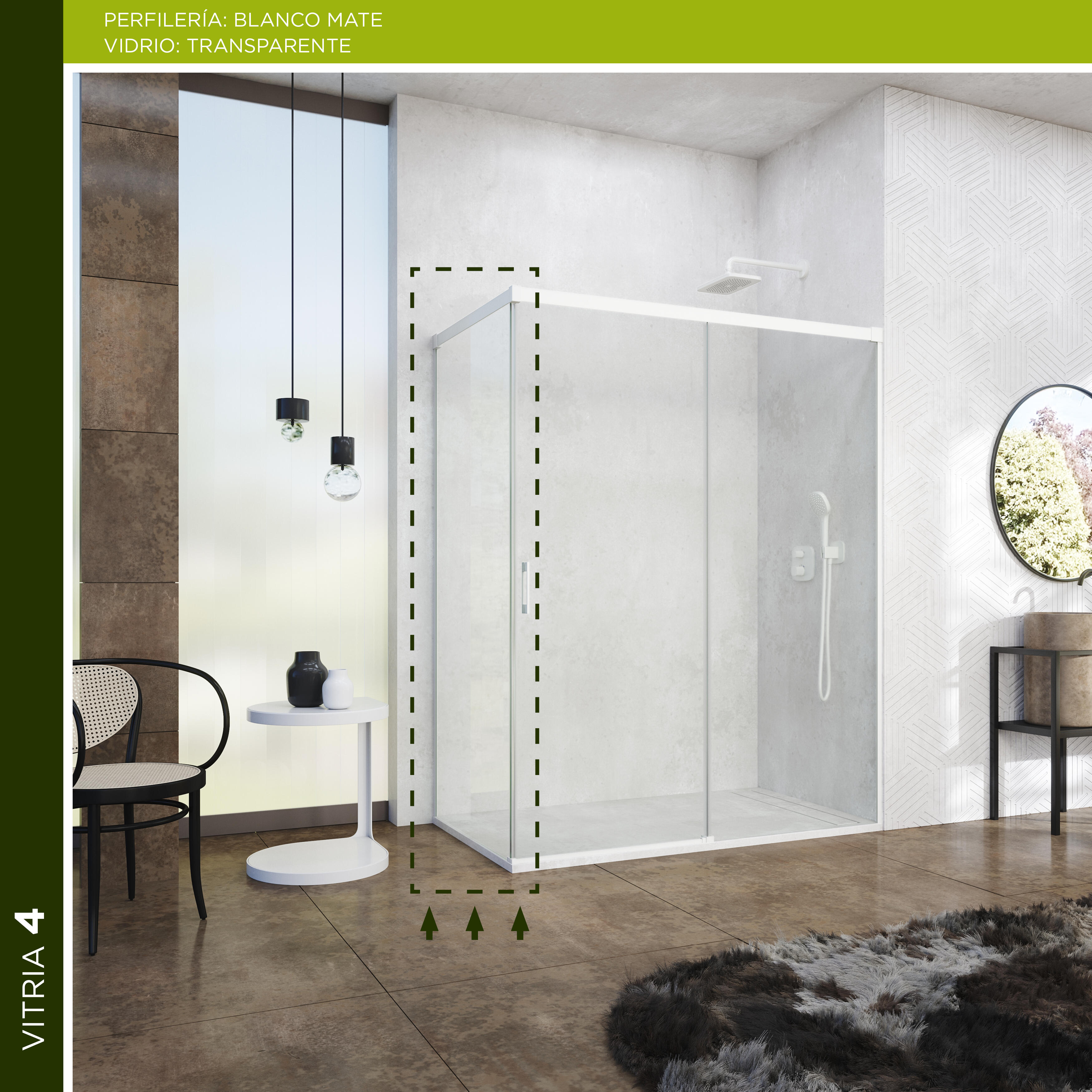 Mampara lateral fijo transparente vitria perfil blanco 75x199.2 cm 6mm