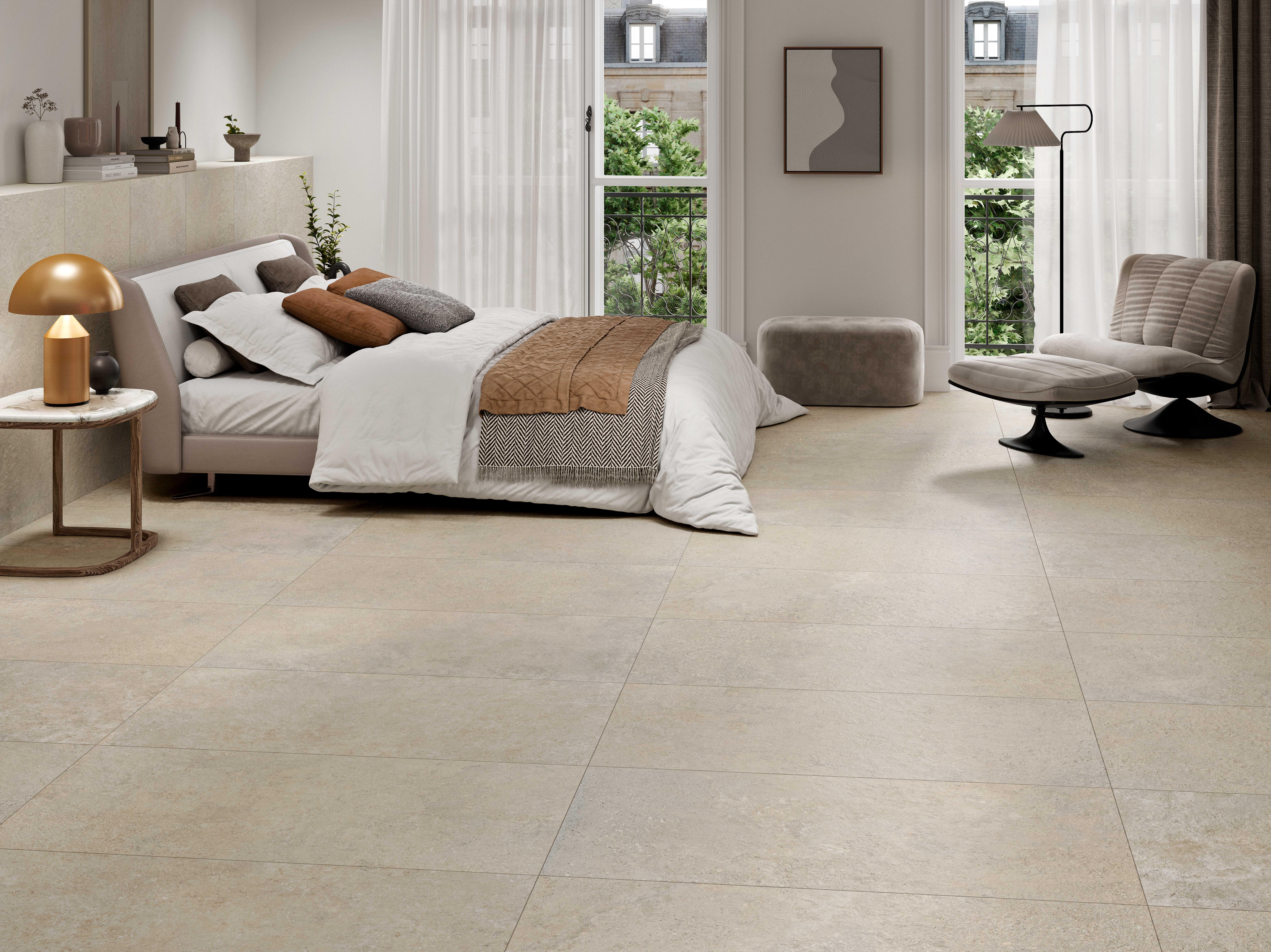 Suelo porcelánico june efecto piedra caliza 60x120 cm c1 roca tiles