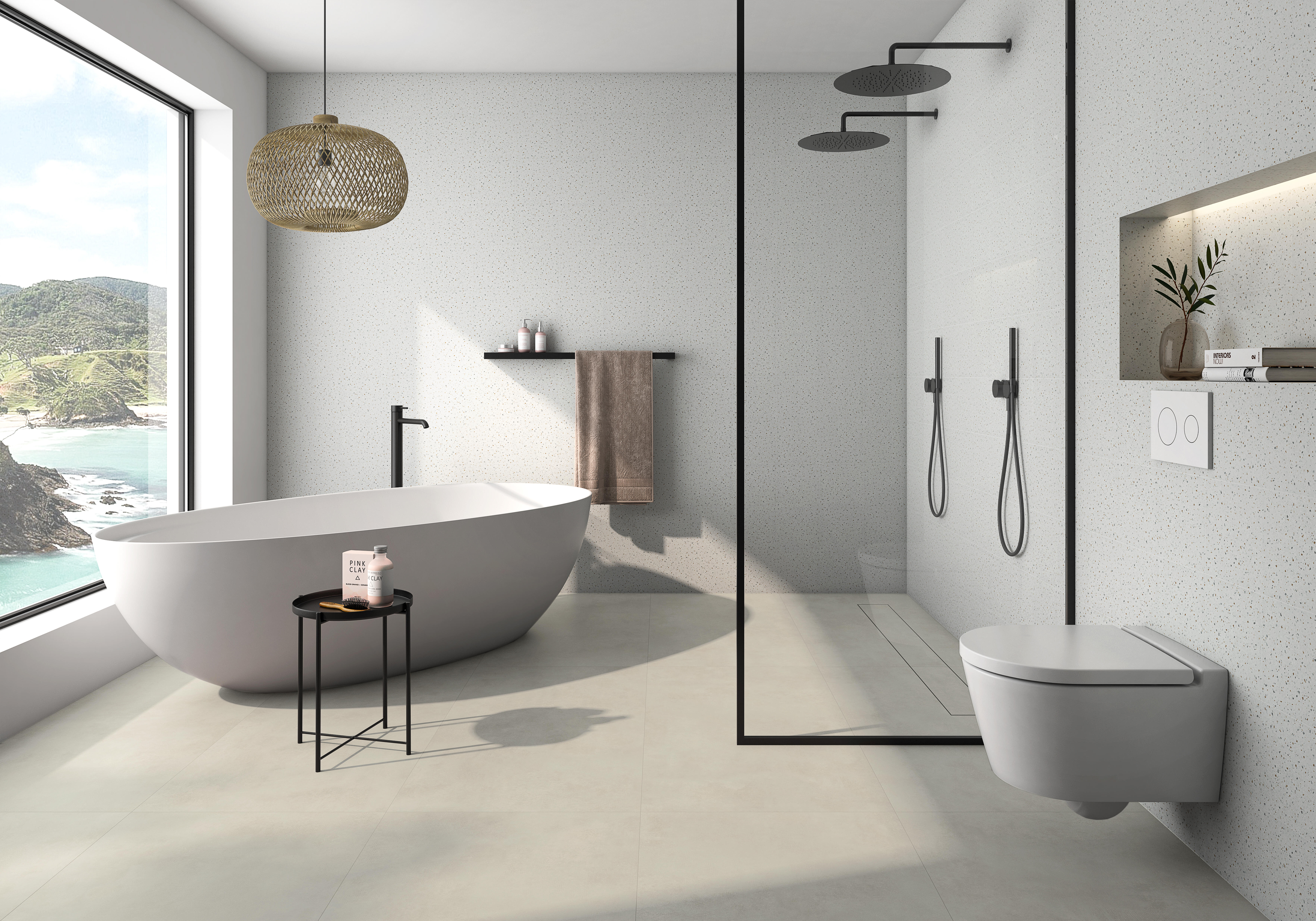 Suelo/azulejo porcelánico duna efecto cemento gris suave 60x120 cm c1 roca tiles