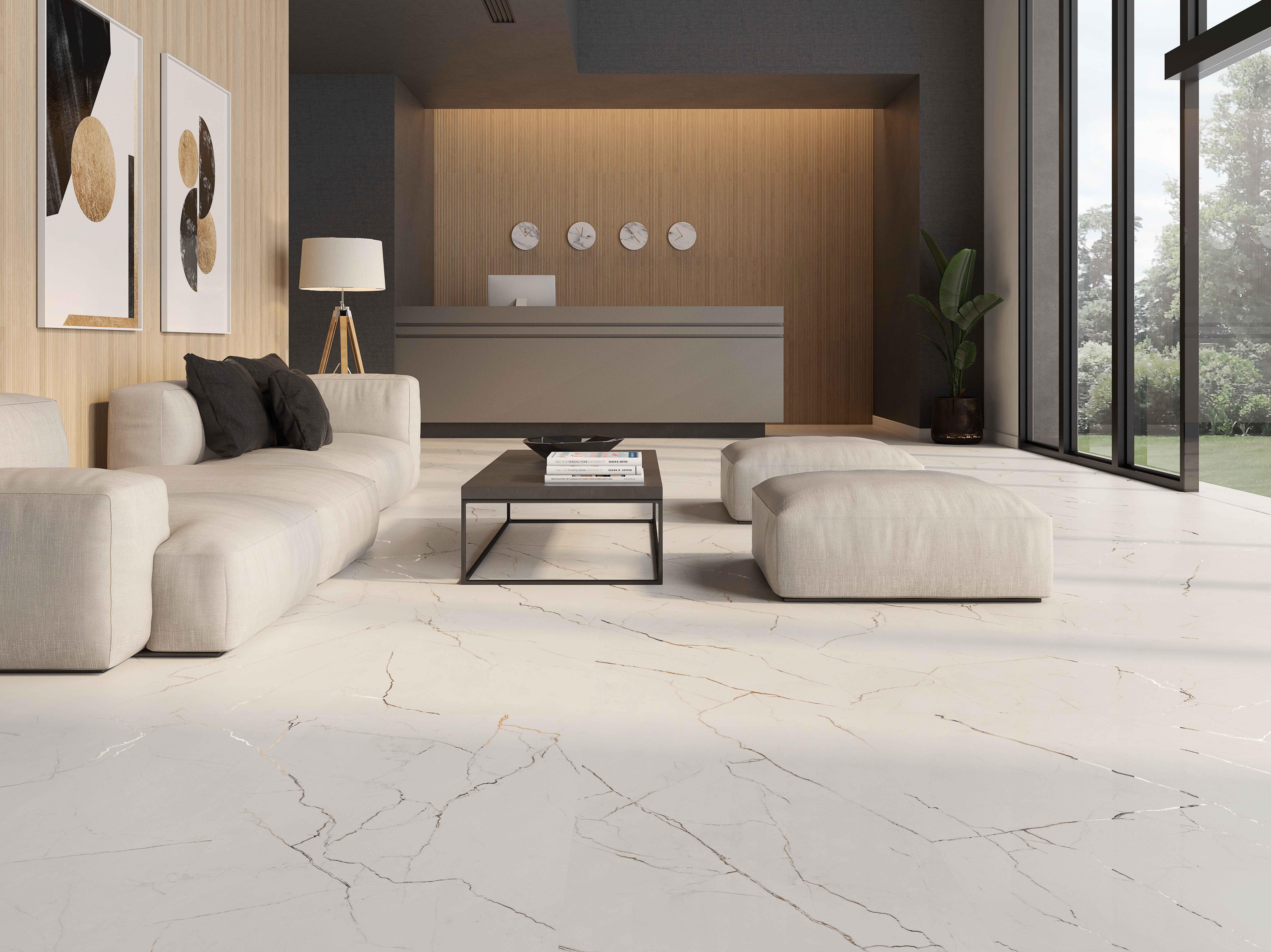 Suelo porcelánico lincoln white efecto mármol blanco 90x90 cm c1 roca tiles