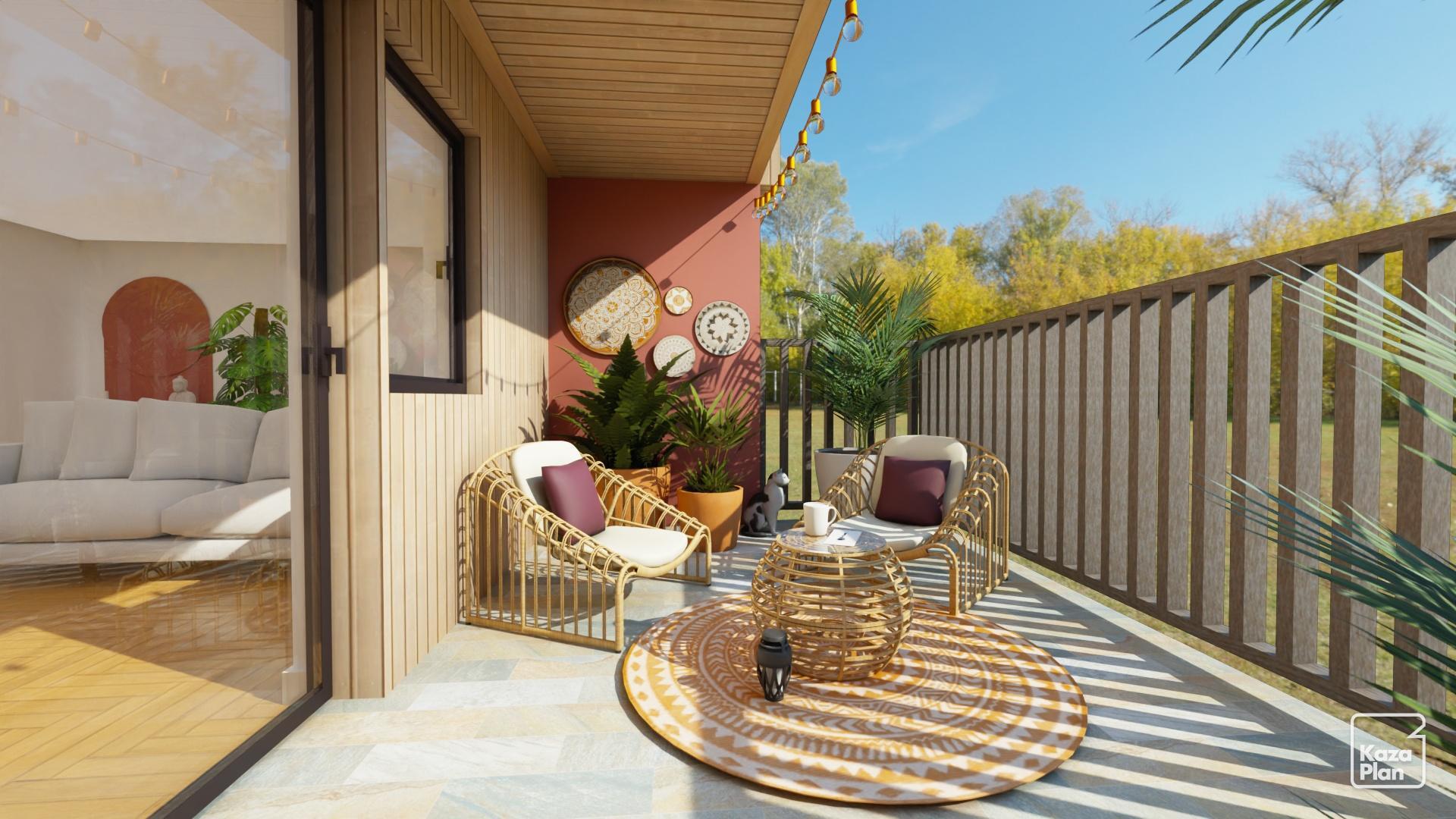 Conjunto jardim varanda 2 sofás e mesa natural Bellis Naterial - 4