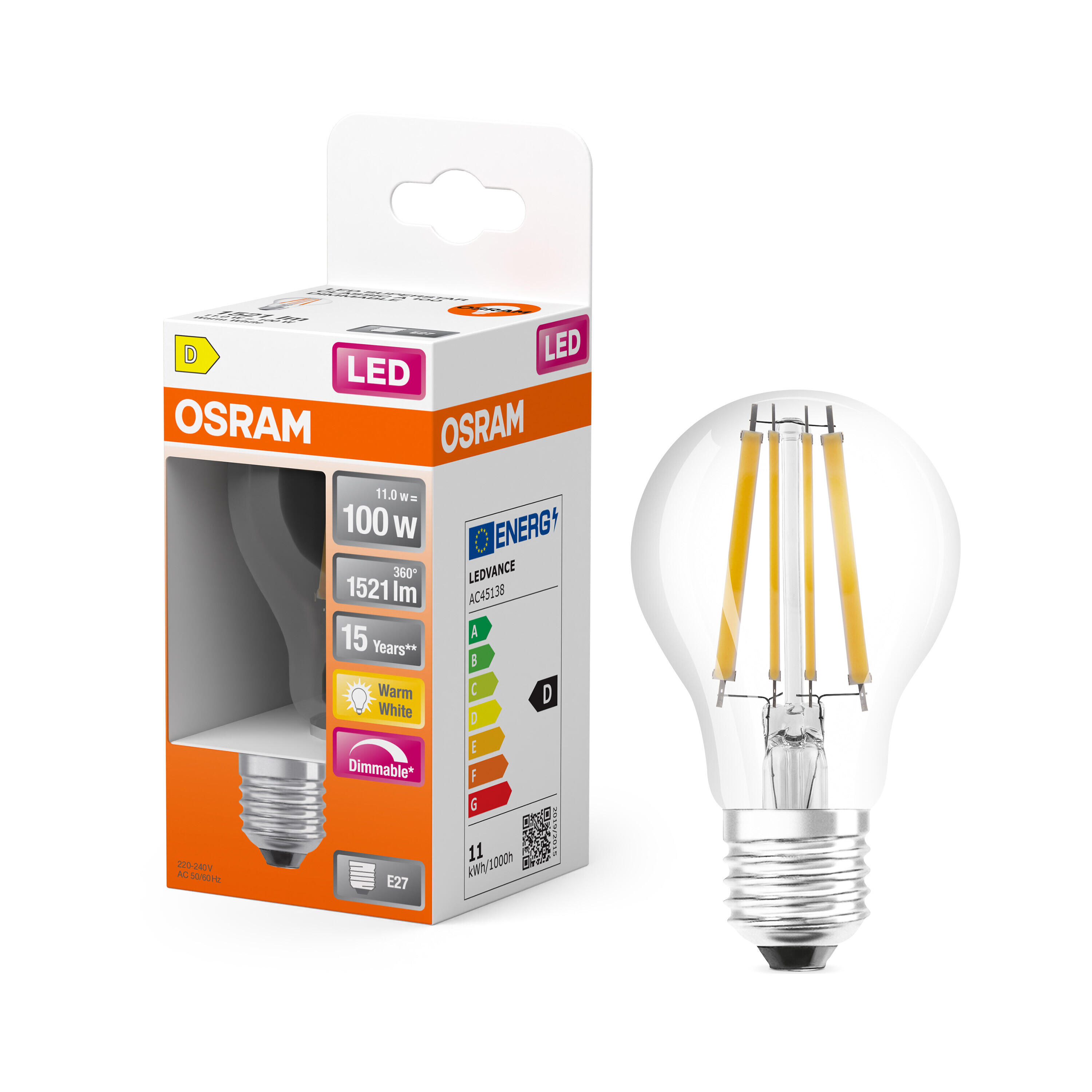Ampoule led E27, 1521Lm = 100W, blanc chaud, OSRAM - 3