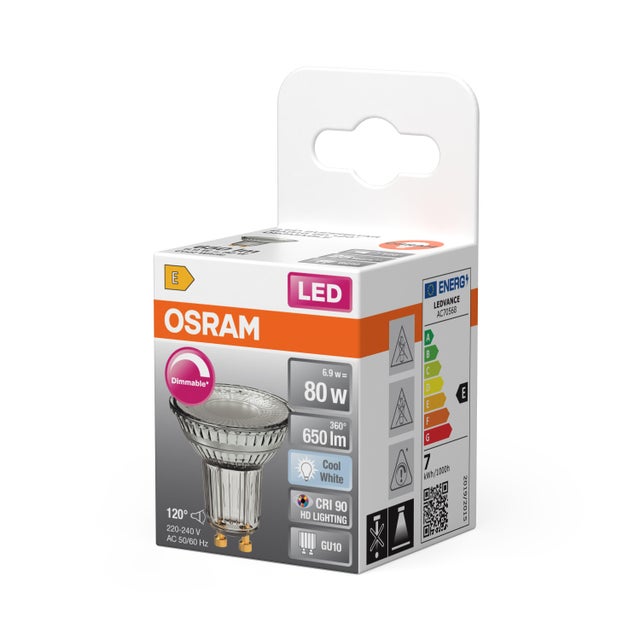 Ampoule led réflecteur GU10, 120°, 650lm = 51W, blanc neutre, dimmable, OSRAM
