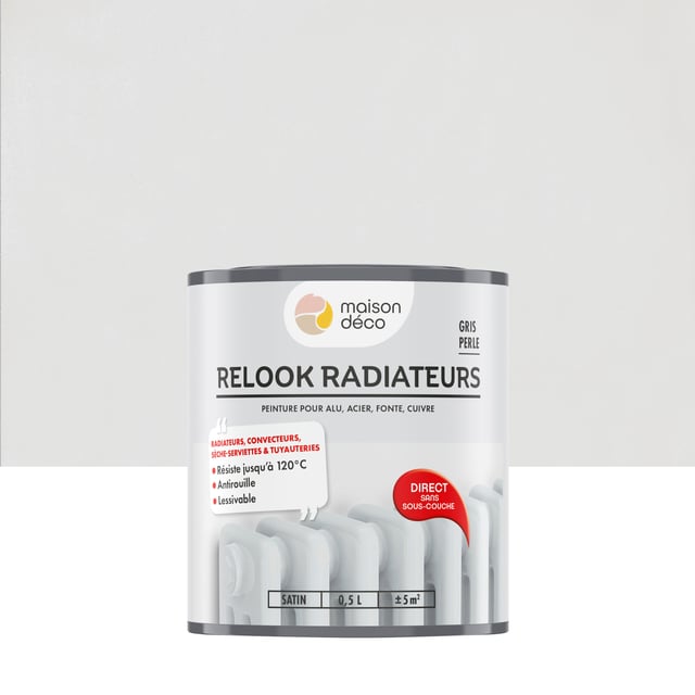 Peinture radiateur gris perle satin MAISON DECO Relook radiateurs 0.5L