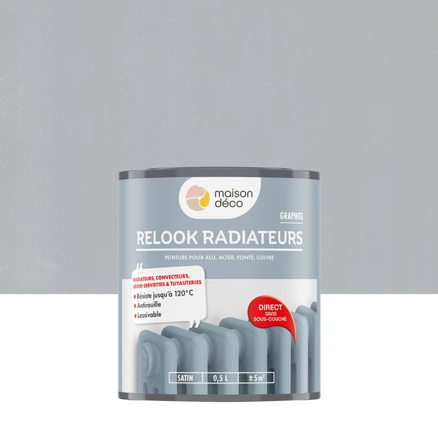 Peinture radiateur graphite satin MAISON DECO Relook radiateurs 0.5L