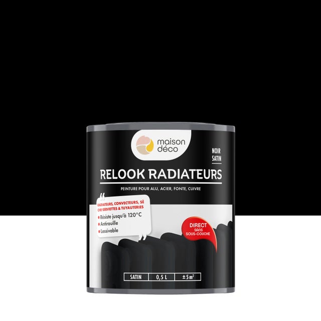 Peinture radiateur noir satin MAISON DECO Relook radiateurs 0.5L