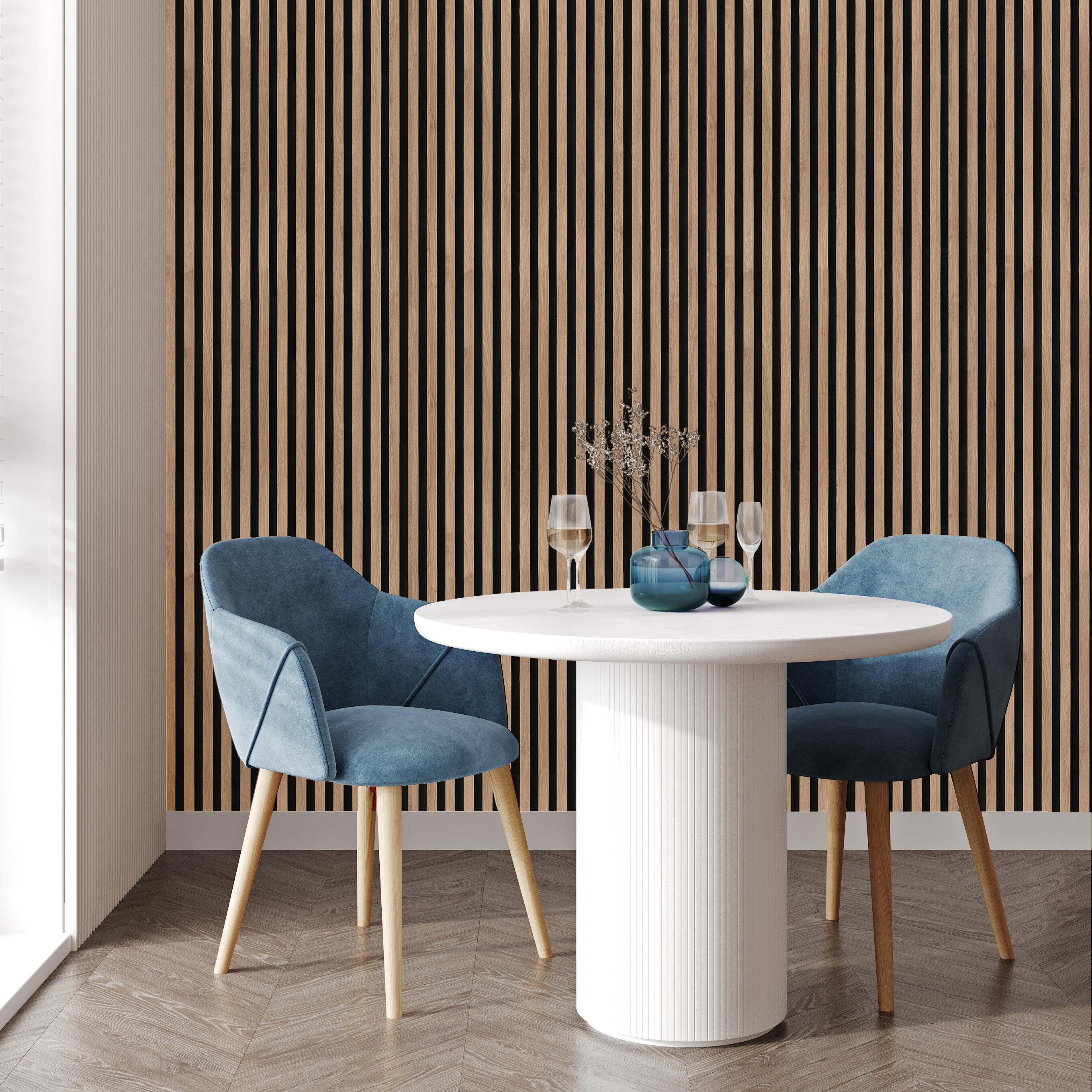 Panele ścienne 3D Lamel na czarnym filcu 270x25 cm Camargue 5 lameli - 2