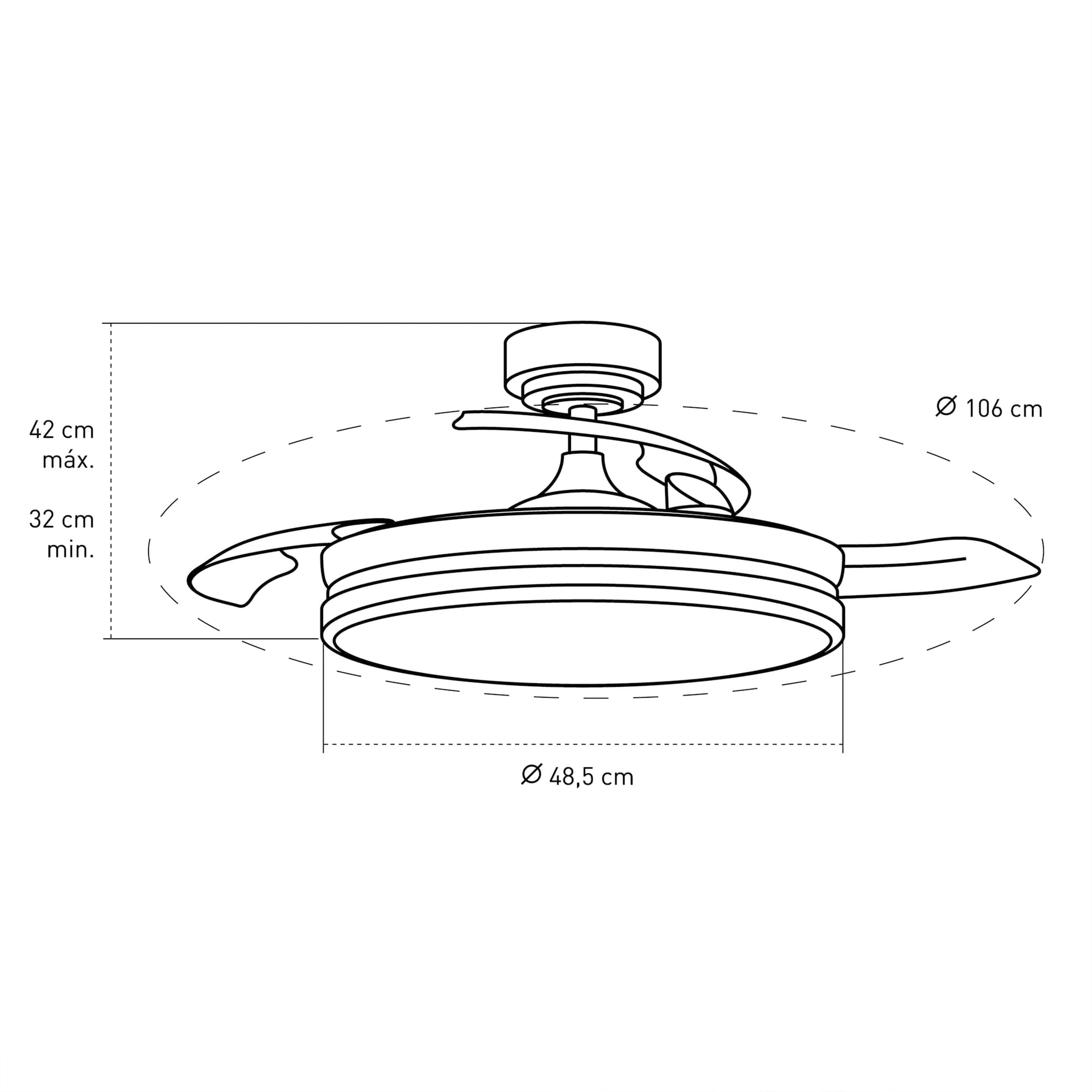 Ventilador de techo con luz silencioso DC 15W con mando ø93 cm Ninja CRISTAL RECORD blanco luz CCT 3 aspas retráctiles tipo lámpara| 6 velocidades| modo verano/invierno| temporizador| brisa| recomendado para <13m² - 6