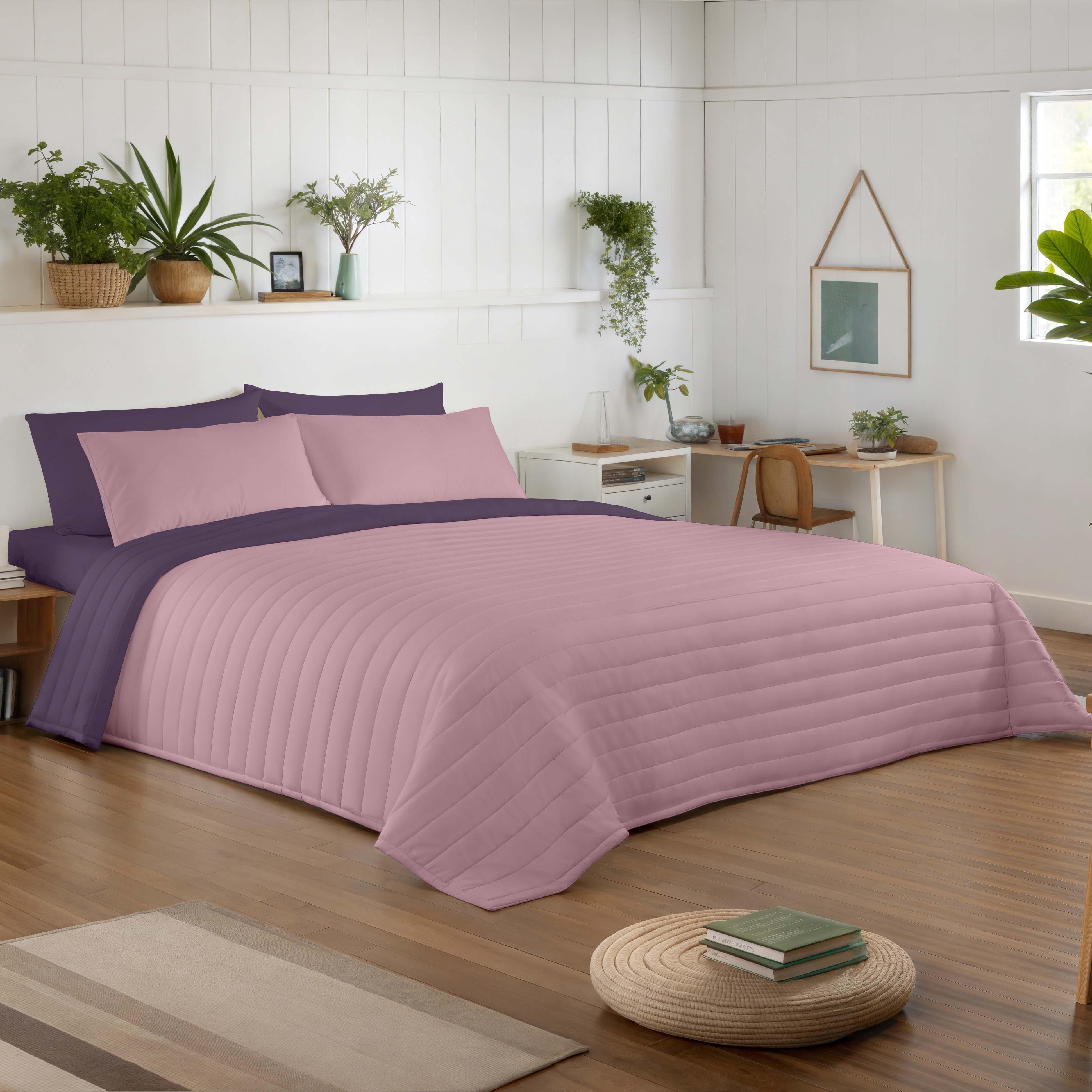 Colcha de cama Bouti 180x270 cm berenjena/rosa para camas de 90 cm - 6