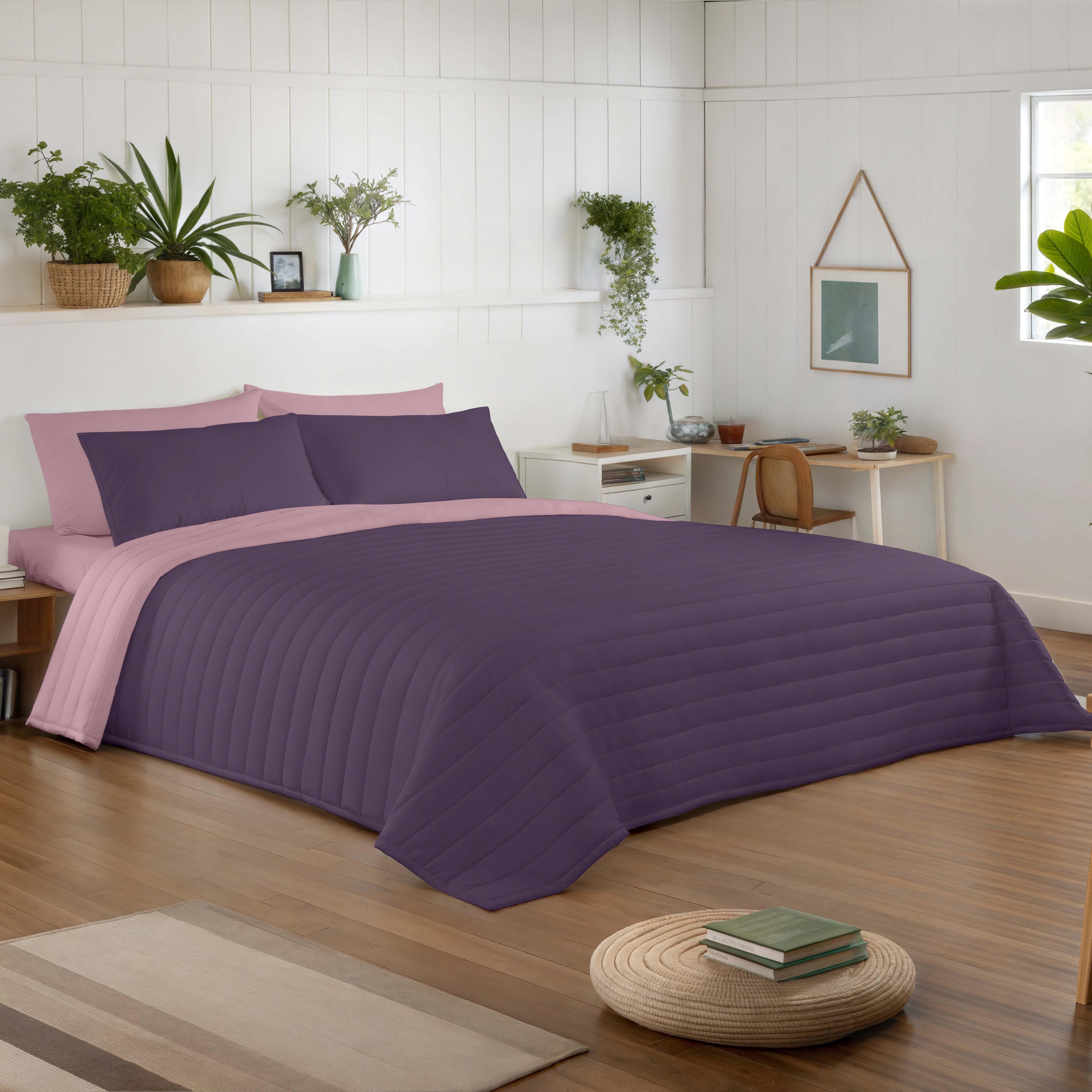 Colcha de cama Bouti 180x270 cm berenjena/rosa para camas de 90 cm - 5