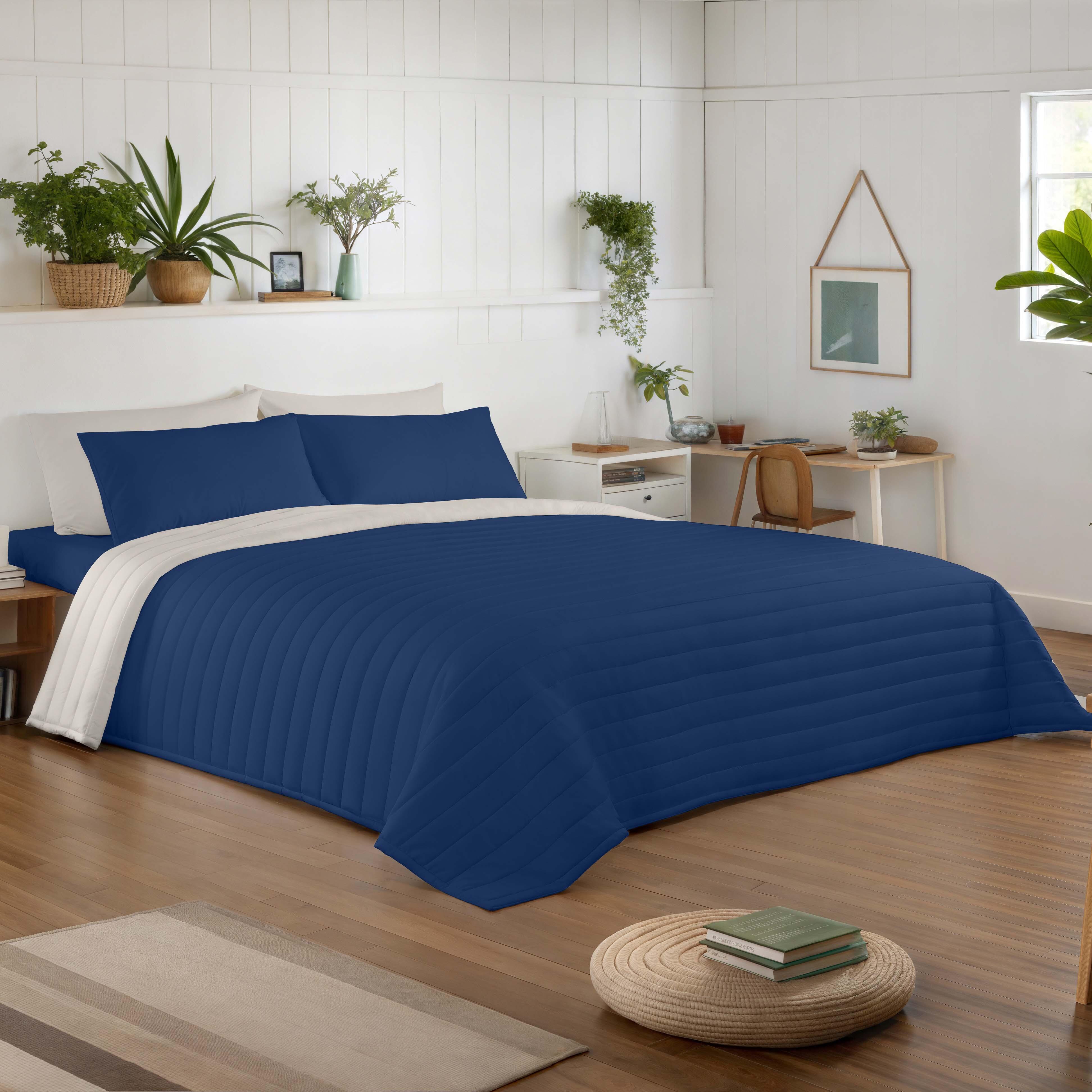 Colcha de cama bouti 270x270 cm azul para camas de 180 cm