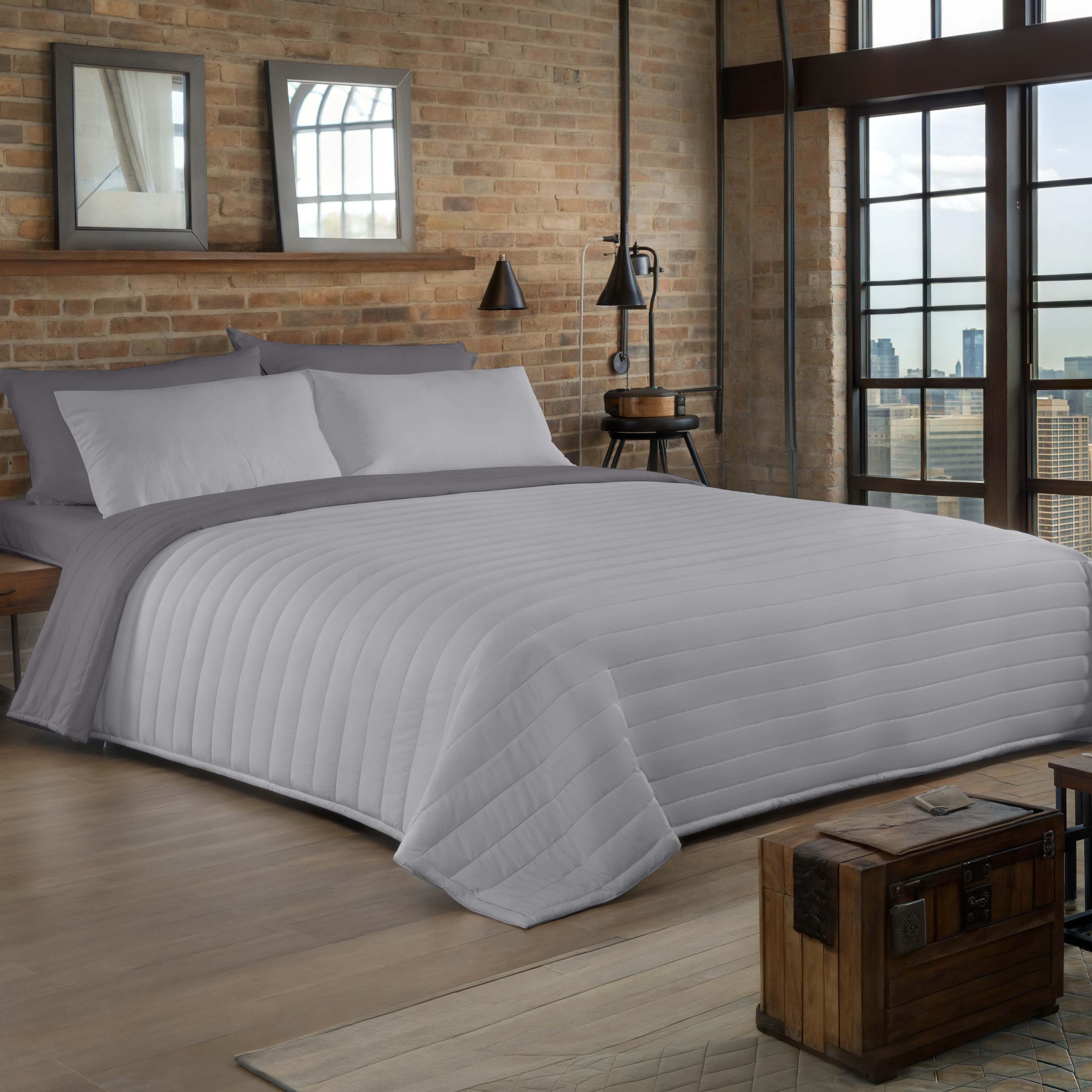 Colcha de cama bouti 270x270 cm gris para camas de 180 cm