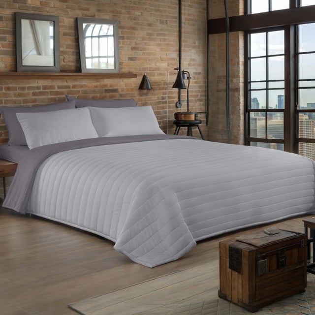 Colcha de cama Bouti 250x270 cm gris para camas de 150 cm