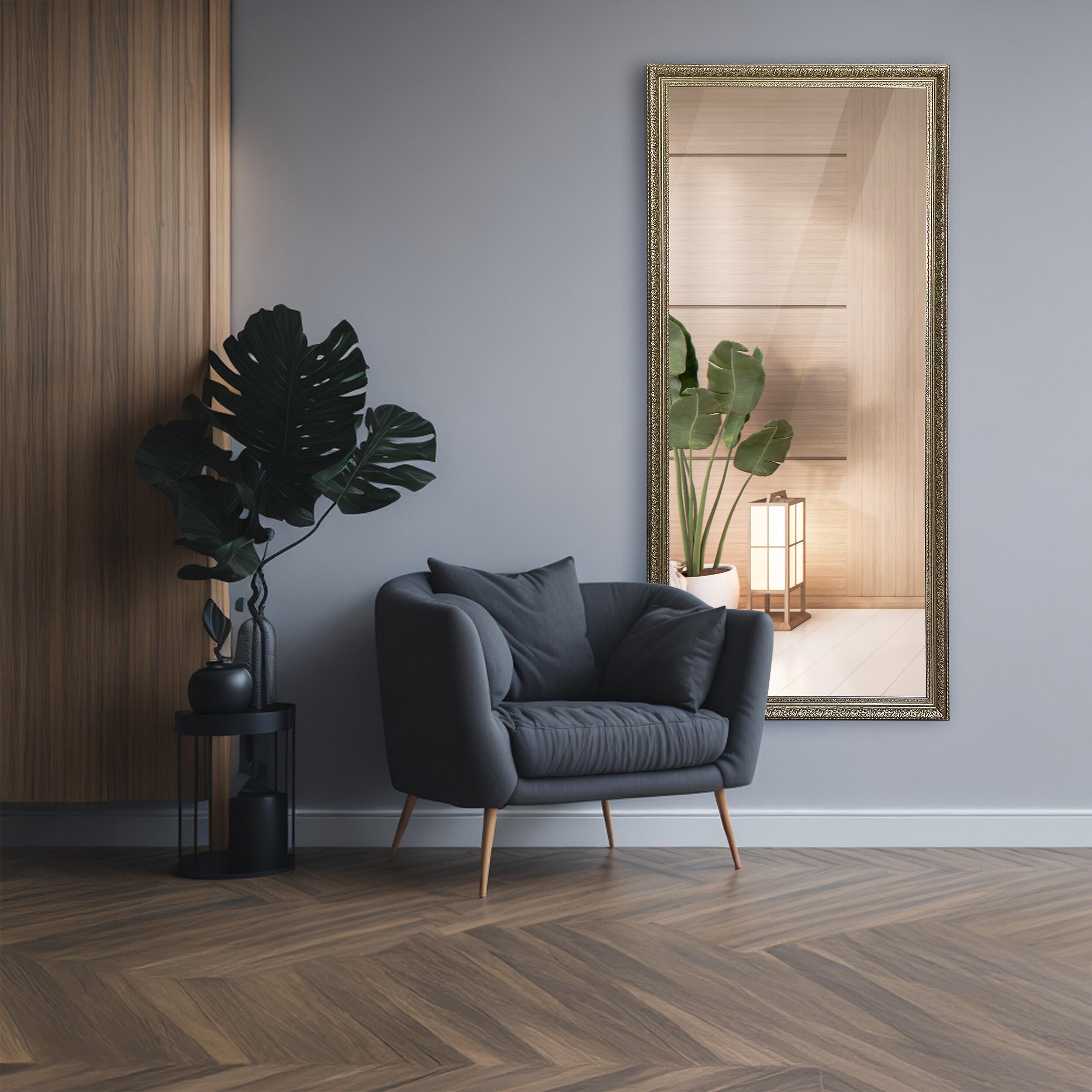 Lustro Classik dekoracyjne w srebrnej ramie 58 x 128 cm - 2