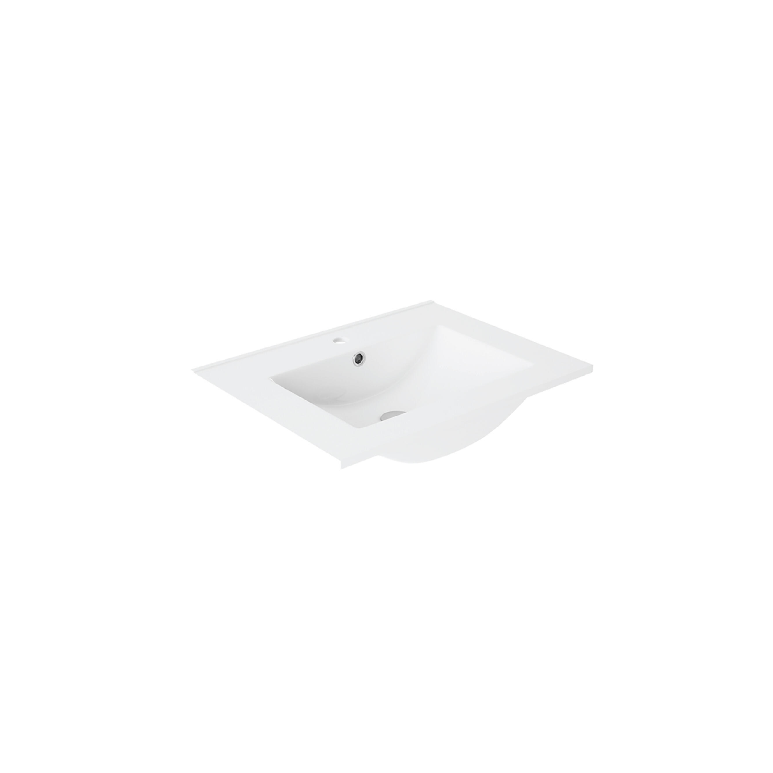 Mobile bagno sospeso con lavabo e illuminazione Eva L 60 x H 51 x P 46 cm rovere grigio/frontale bianco in mdf 2 cassetti per vasca centrale - 2
