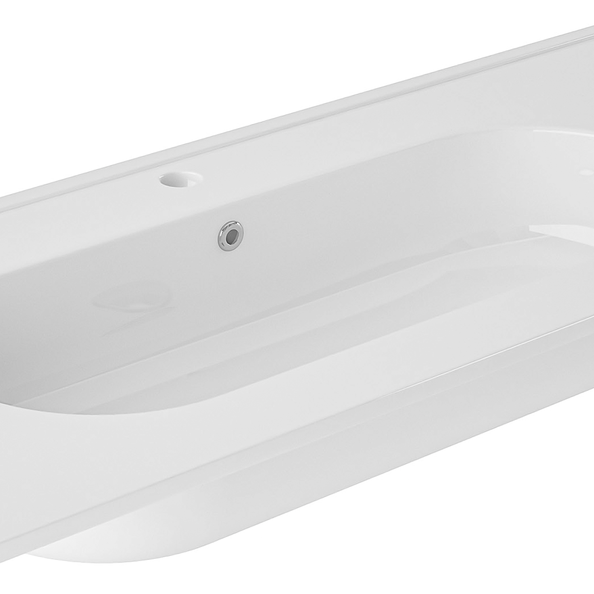 Lavabo a incasso rettangolare vasca centrale Ada L 81 x H 18 x P 46 cm in ceramica bianco lucido - 4