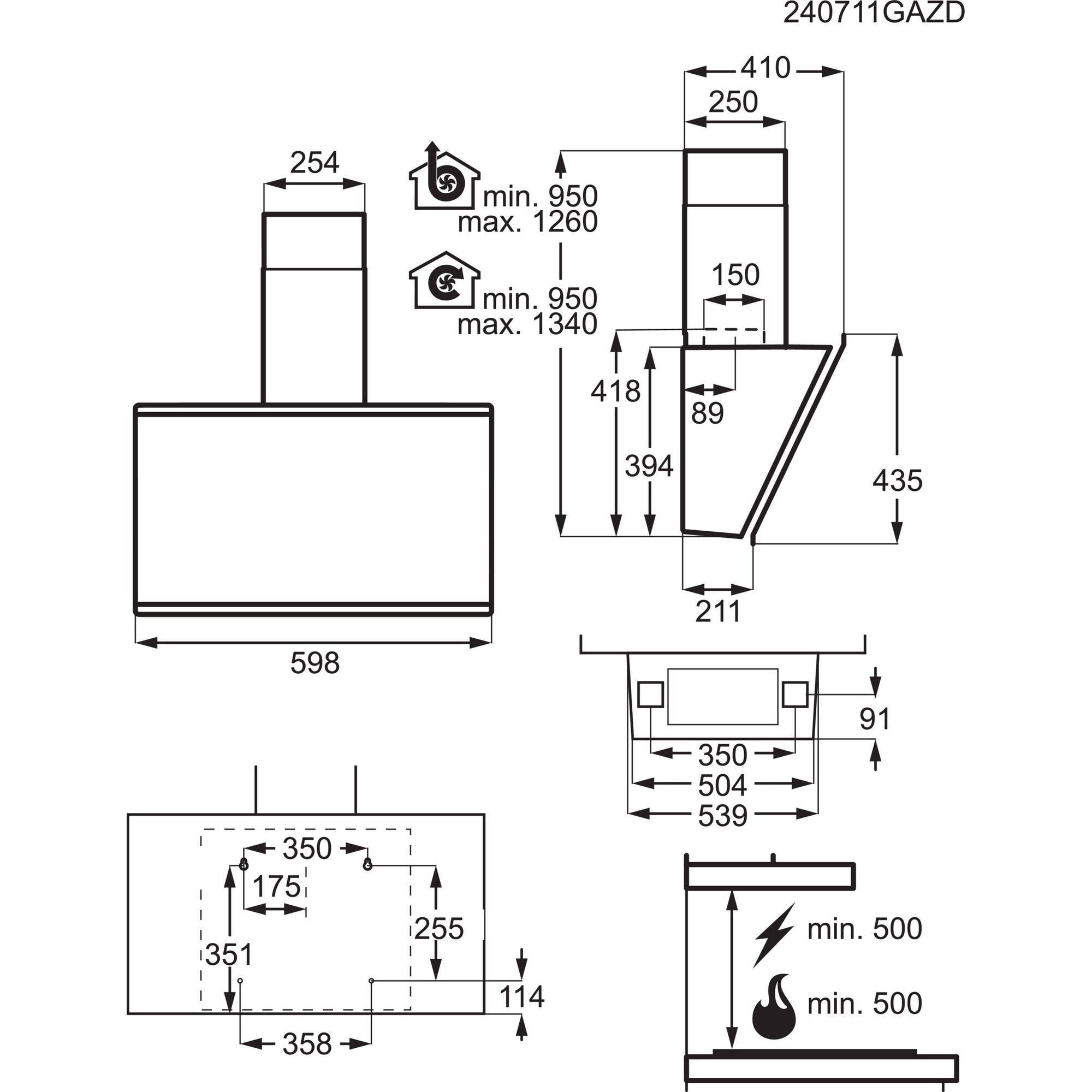 Exaustor de parede 760 m³/h 60x41x39,4 cm preto AEG GV77D61ST - 5