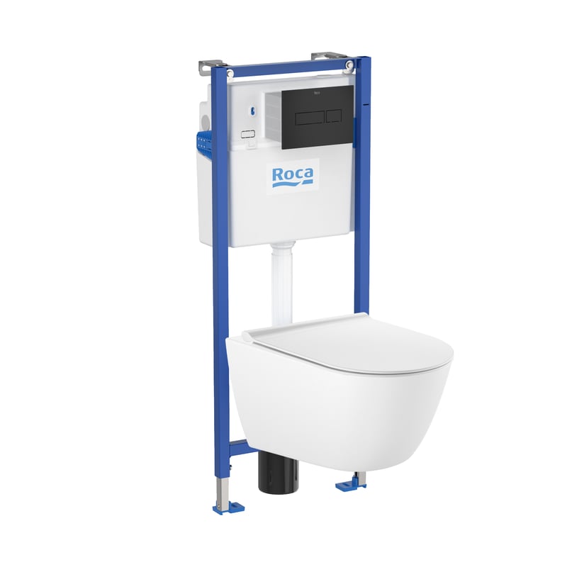 Zestaw podtynkowy WC Nest Duplo Nova czarny przycisk Roca