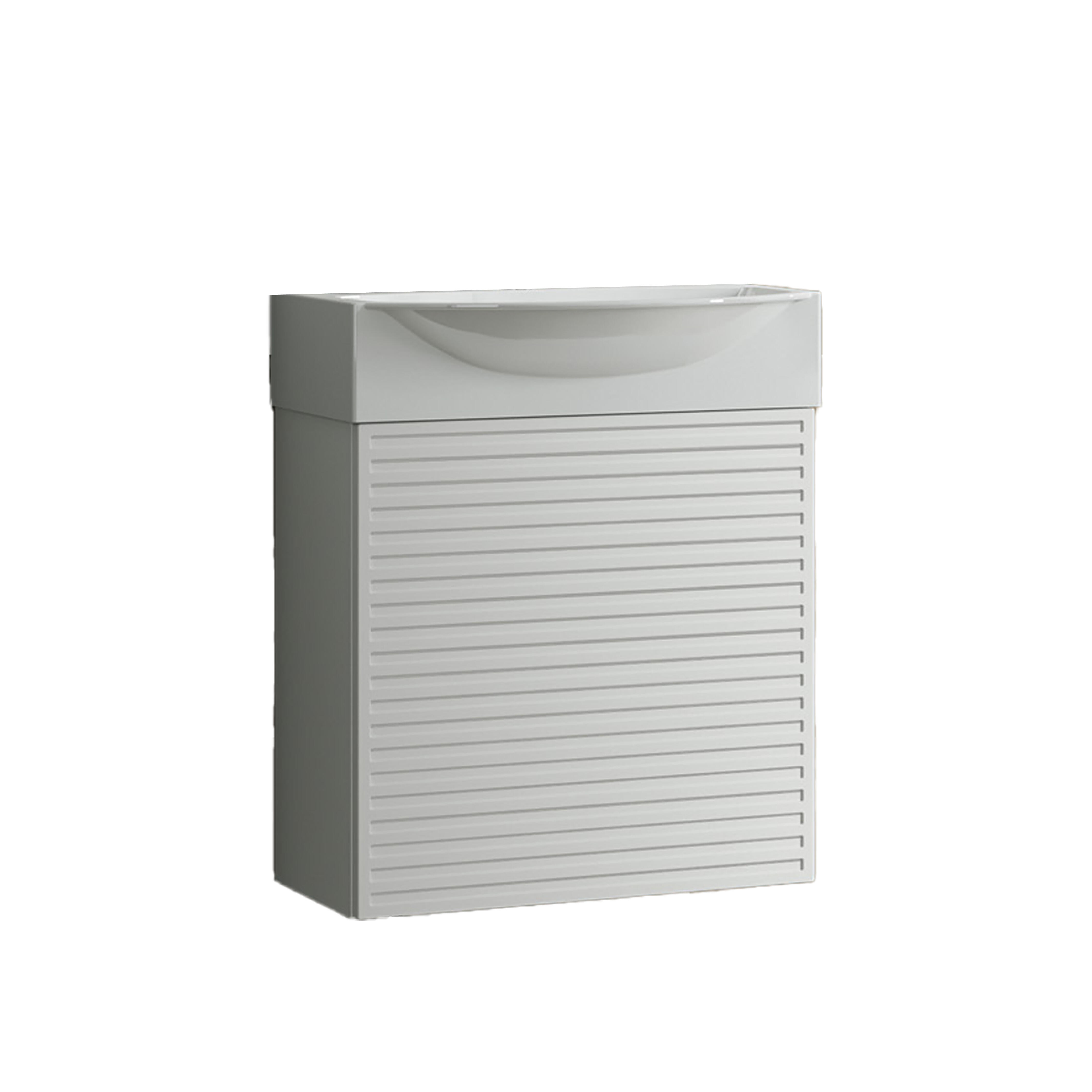 Mobile bagno sospeso con lavabo e specchio e illuminazione L 50 x H 58 x P 40 cm laccato opaco bianco cannettato, 1 anta per vasca centrale Mini50s - 7