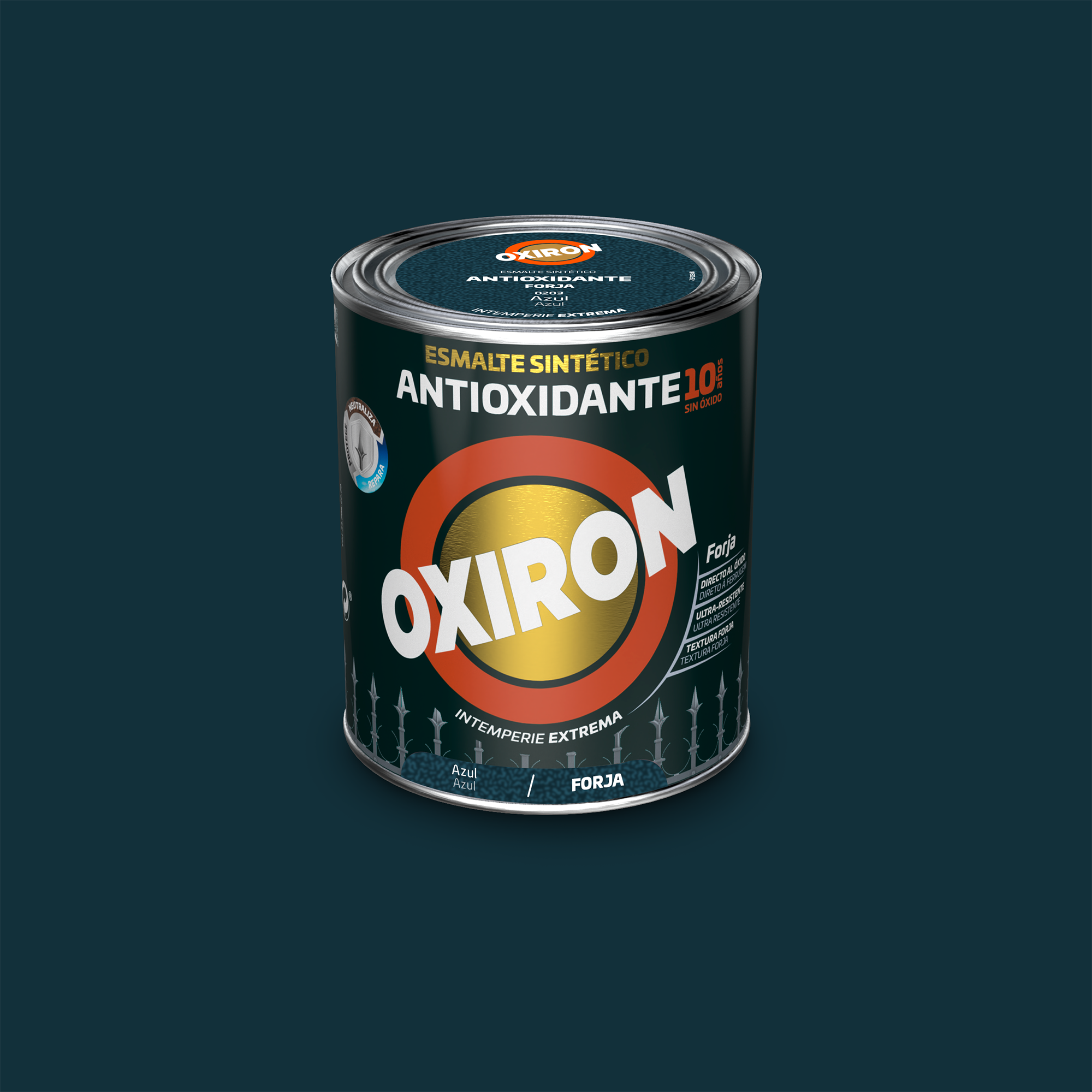 Pintura exterior color azul para hierro, reja, ventana, persiana, marco de compuerta, mobiliario de jardín titan metalizado 750ml al disolvente aplicación directa sobre el óxido