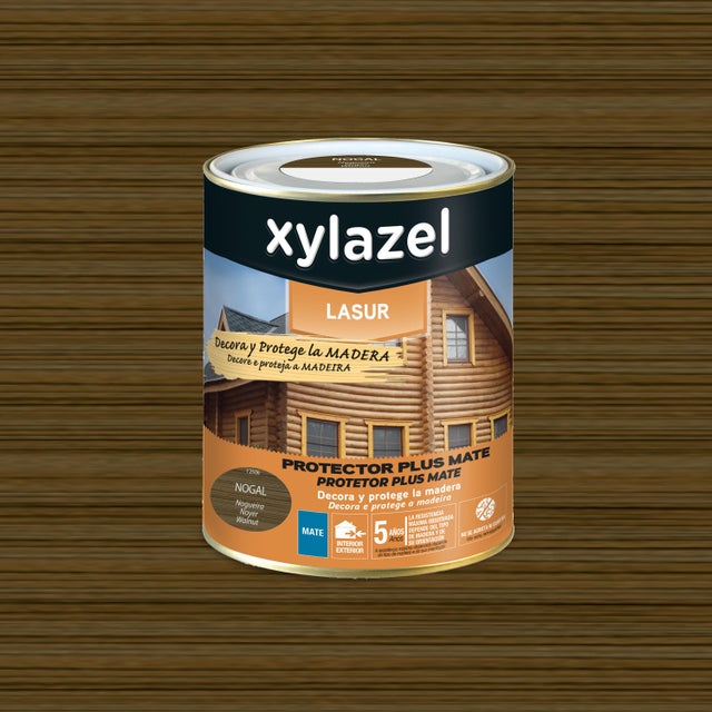 Protector madera exterior color nogal para caseta de jardín, ventana, puerta, valla, persiana XYLAZEL mate 750 ml base agua