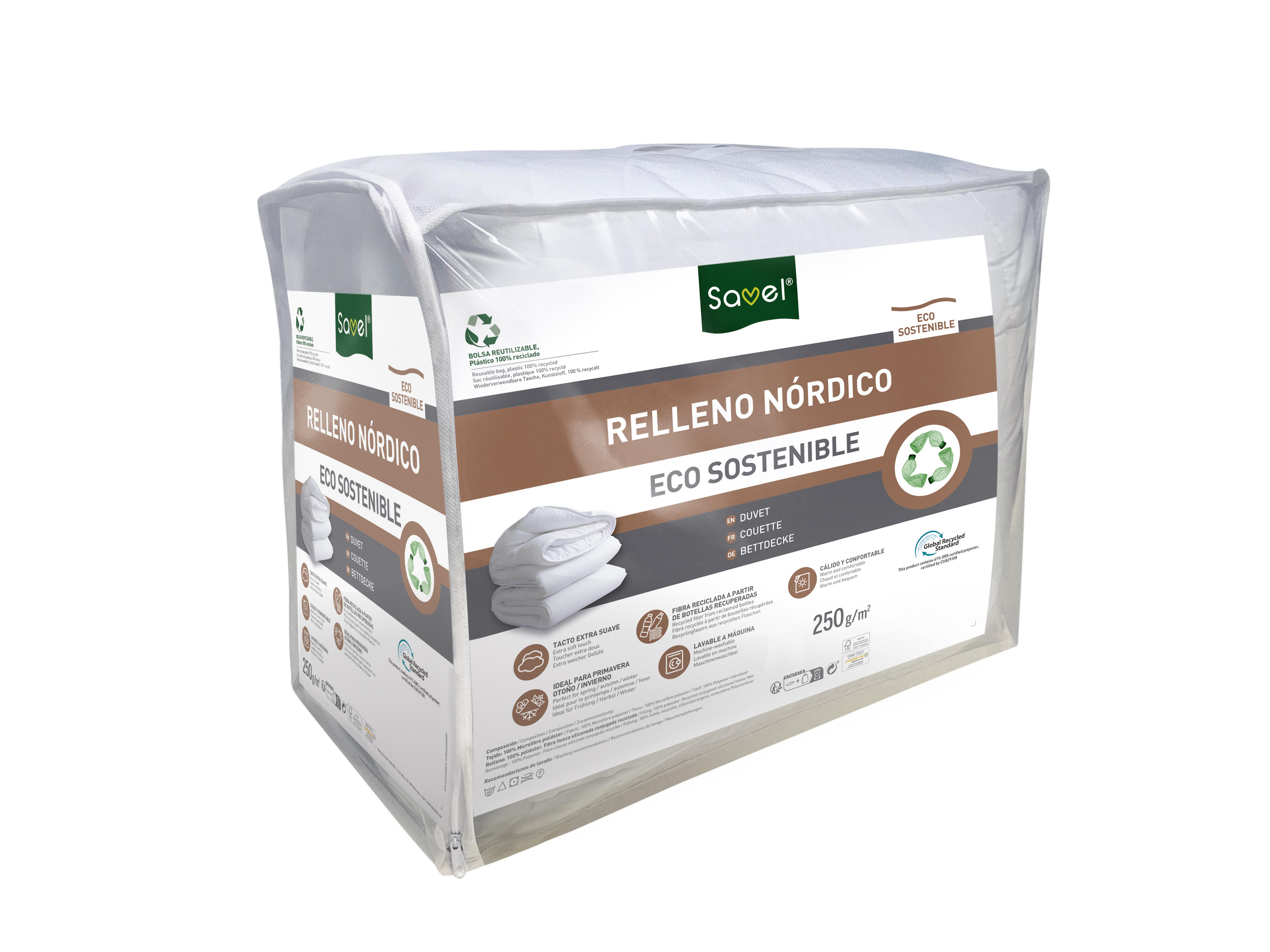Relleno nórdico Eco SAVEL blanco fibra hueca 250 gramos para cama de 150 cm 240x220 cm - 12