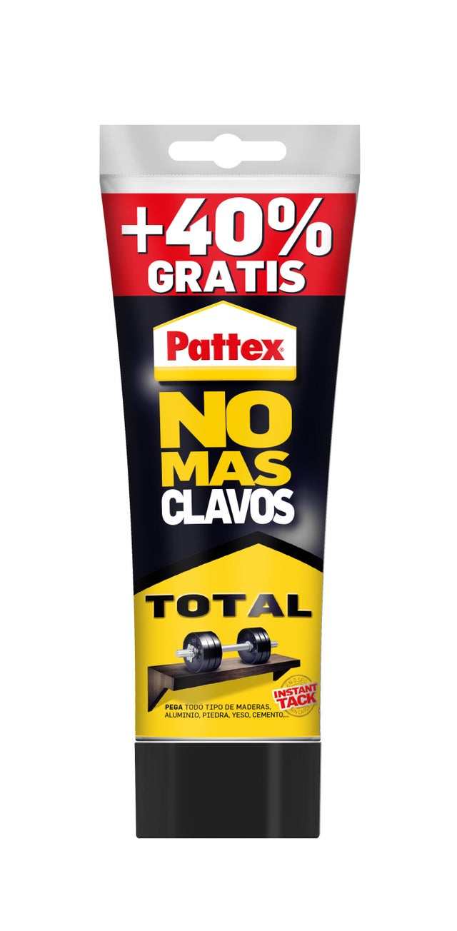 Adhesivo montaje PATTEX No Más Clavos 250 gr transparente para madera, metal, hormigón, aplicación con pistola, resiste a las heladas, resiste al calor, se puede pintar. Para fijar un material a una superficie.