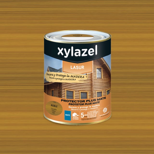 Protector madera exterior color roble para caseta de jardín, ventana, puerta, persiana, valla XYLAZEL mate 750 ml base agua