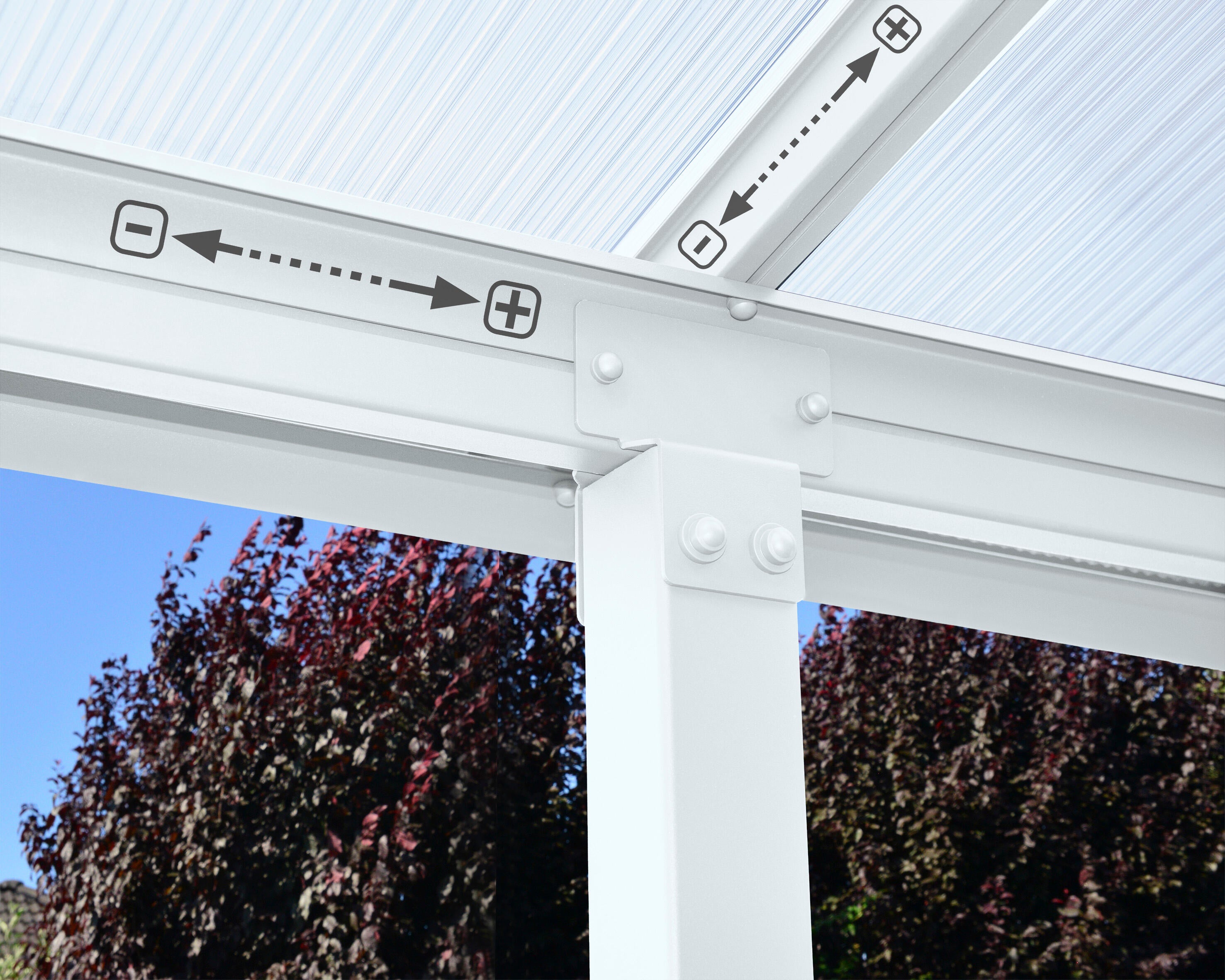 Pergola in alluminio bianco addossata copertura mobile senza rivestimento 300x546 cm - Olympia CANOPIA BY PALRAM - 8