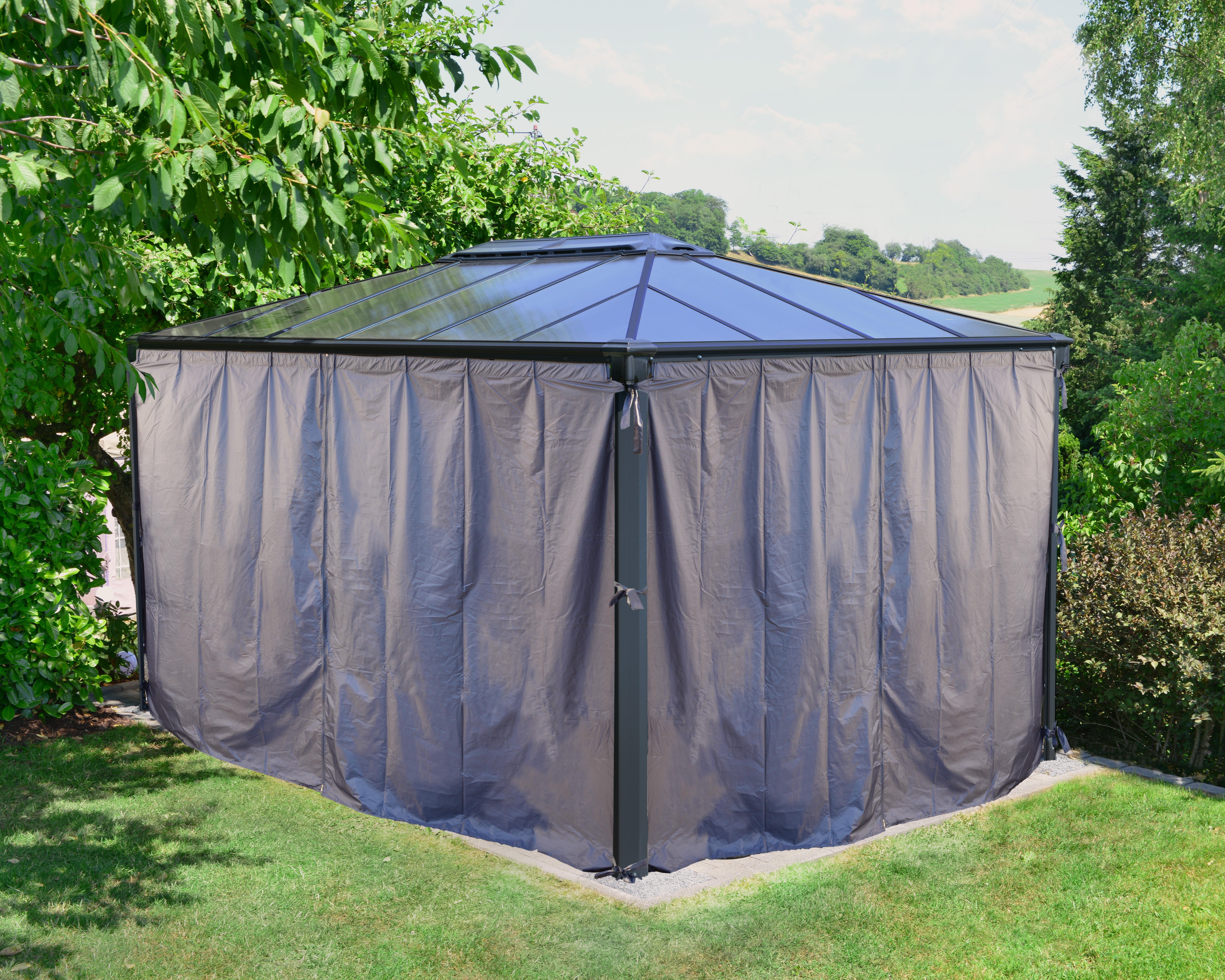 Cortina para cenador y pérgola de poliéster 436x217 cm