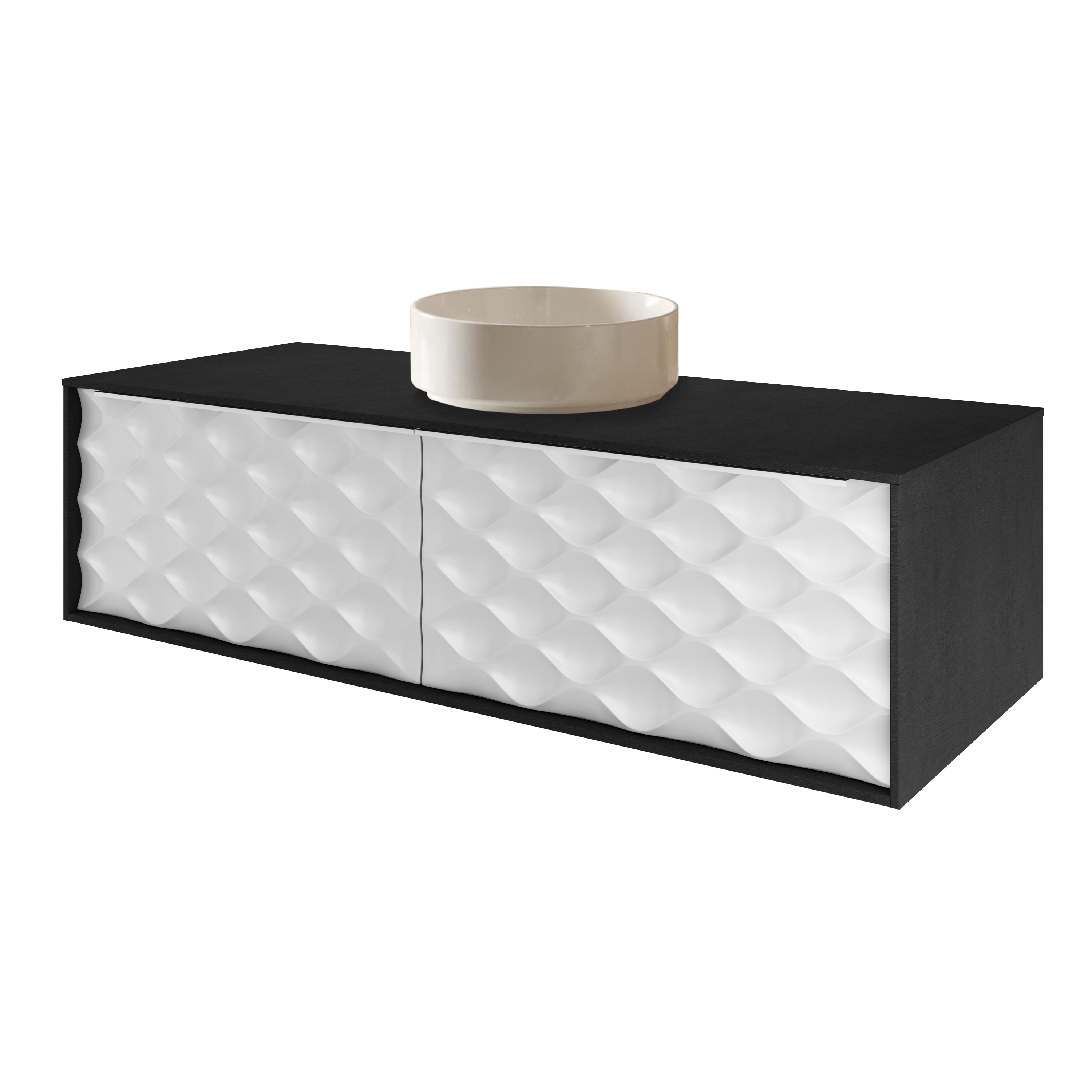 Mueble de baño con lavabo neo efecto madera negra 120 x 48 cm