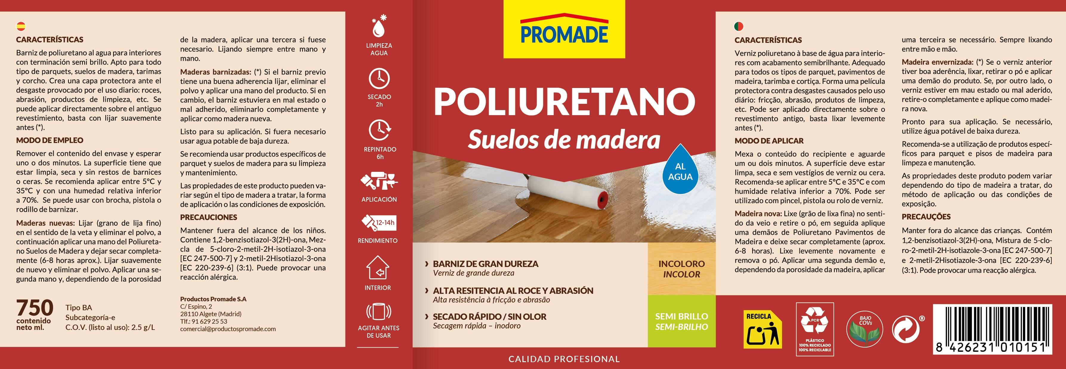 Barniz poliuretano para parquet PROMADE 750ml - 4