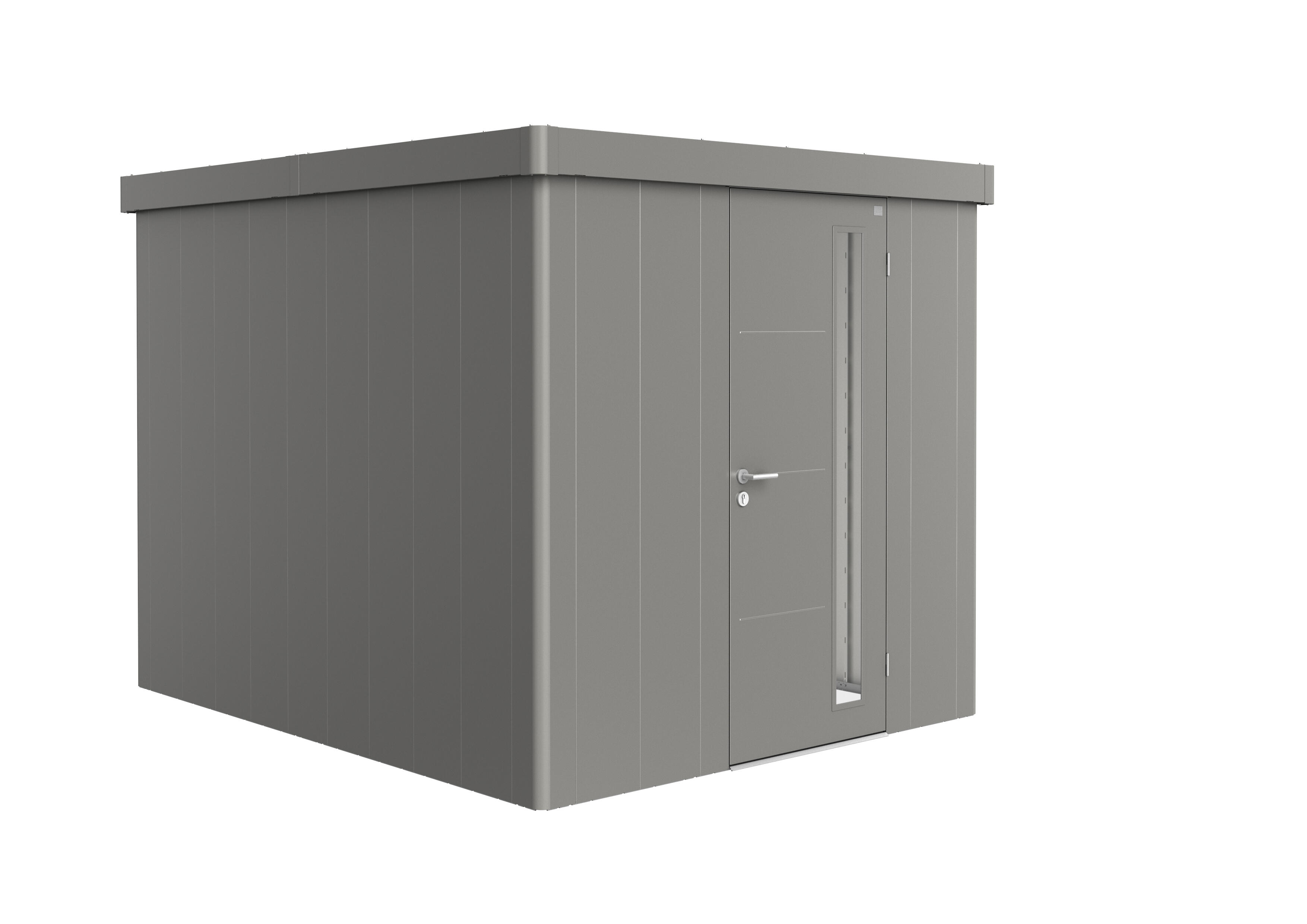 caseta de metal neo 3b de 236x222x292 cm y 689 m2 con 05 mm espesor y puerta abatible biohort