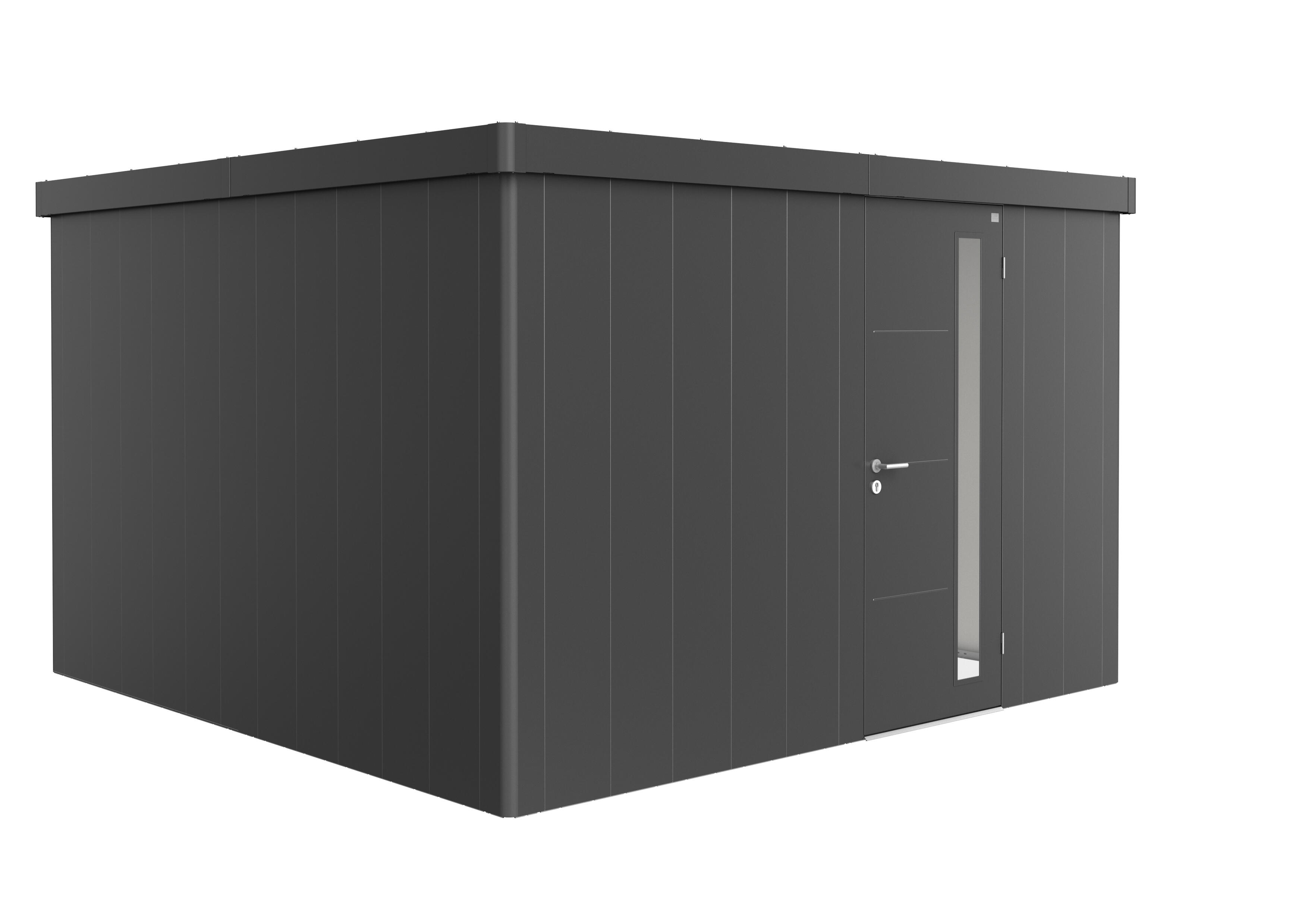 caseta de metal neo 4d de 348x222x348 cm y 1211 m2 con 05 mm espesor y puerta abatible biohort