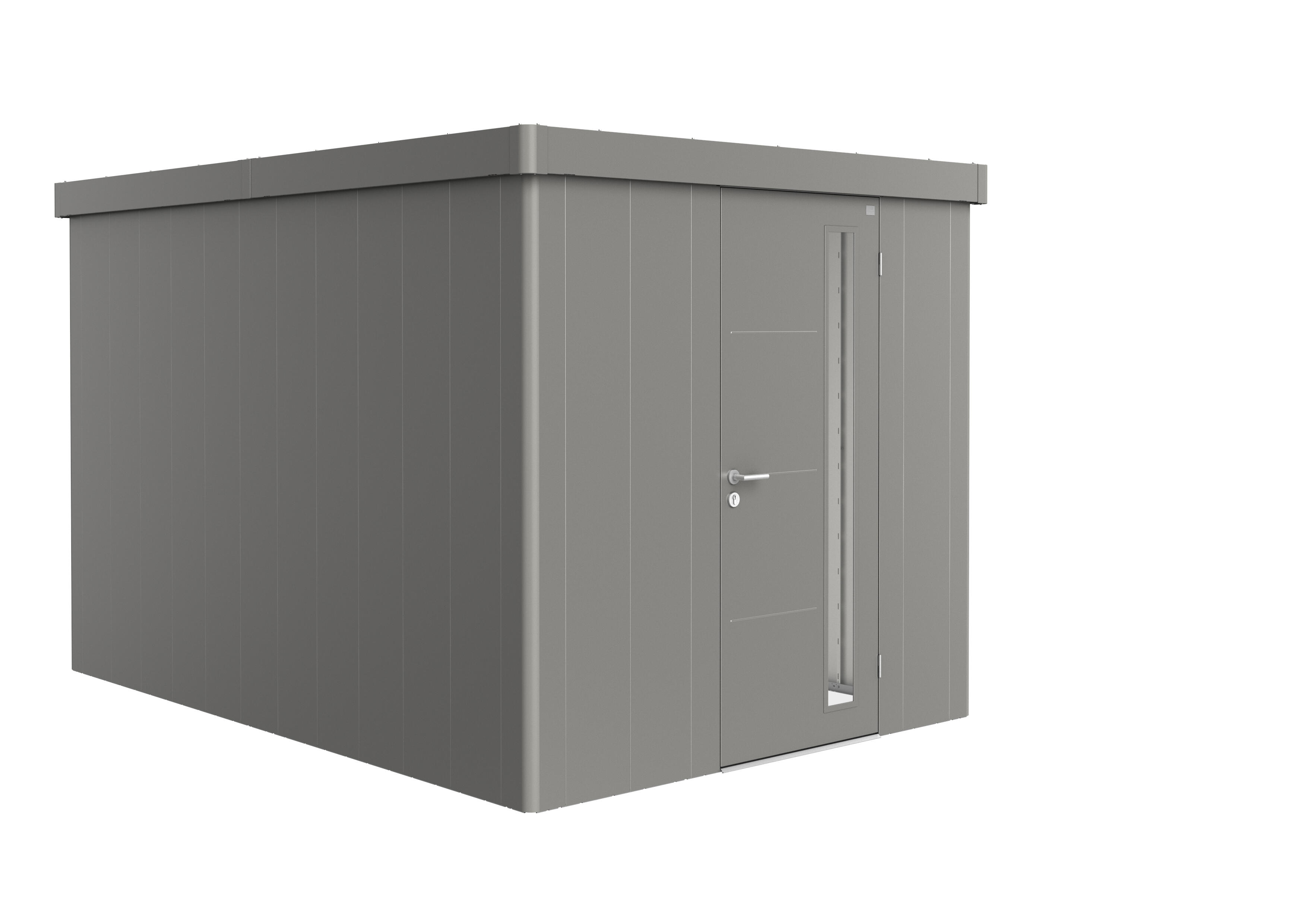 caseta de metal neo 4b de 236x222x348 cm y 821 m2 con 05 mm espesor y puerta abatible biohort