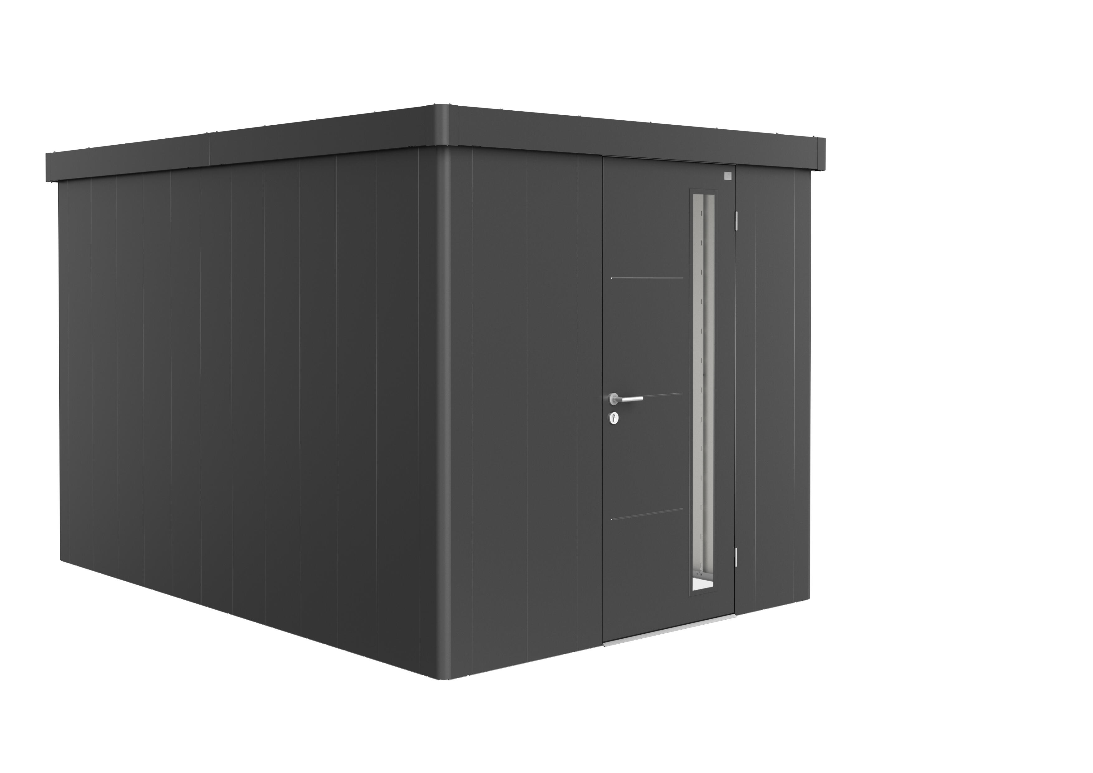 caseta de metal neo 4b de 236x222x348 cm y 821 m2 con 05 mm espesor y puerta abatible biohort