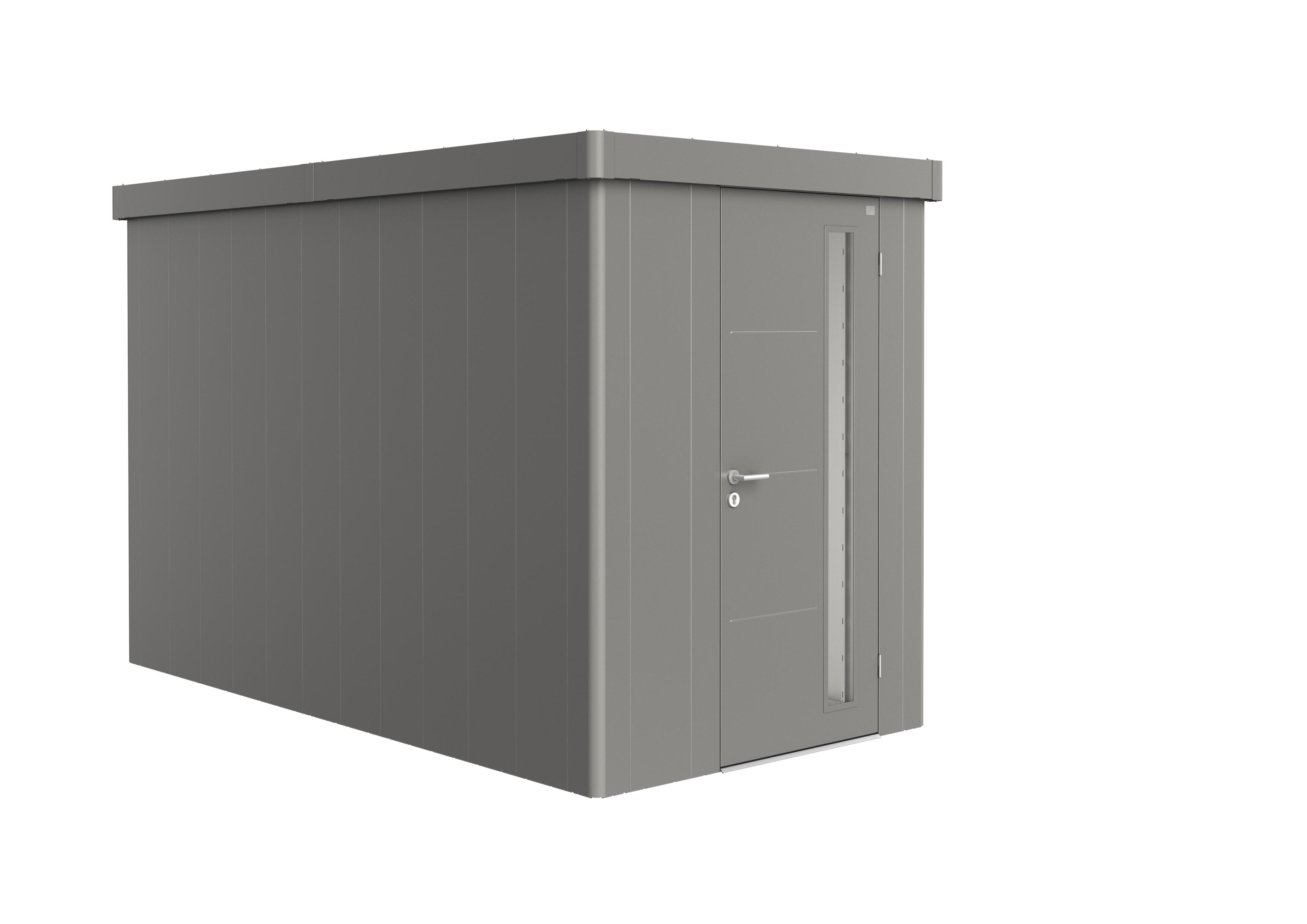 caseta de metal neo de 222x180x348 cm y 626 m2 con 05 mm espesor y puerta abatible biohort