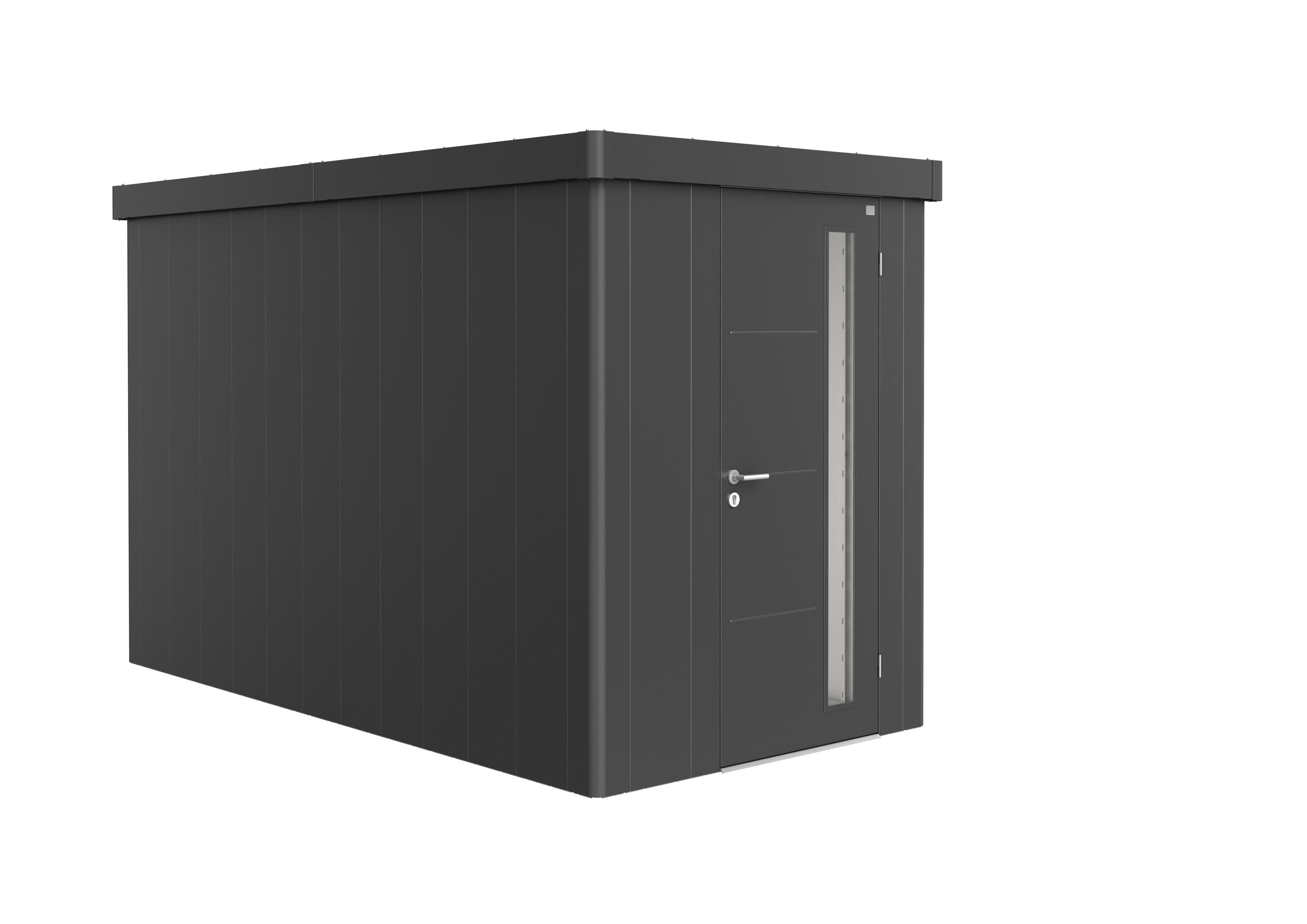 caseta de metal neo de 222x180x348 cm y 626 m2 con 05 mm espesor y puerta abatible biohort